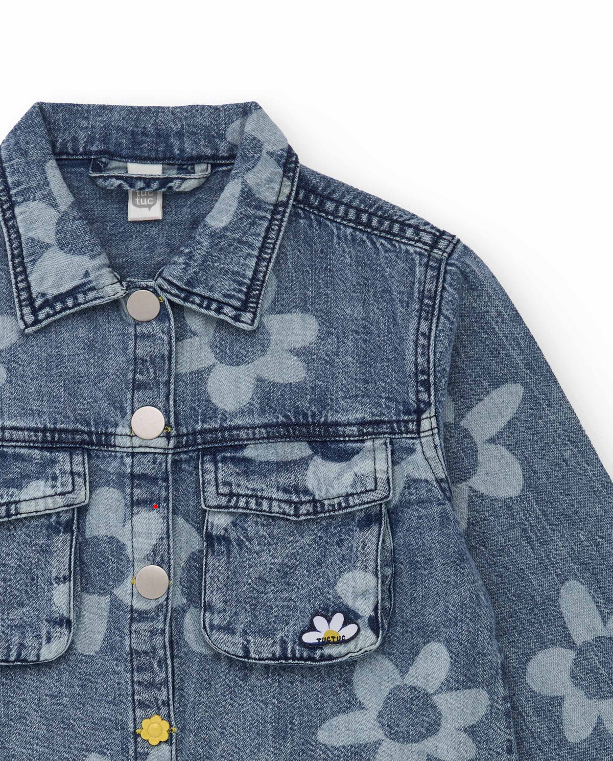Cazadora vaquera de niña en azul con estampado floral