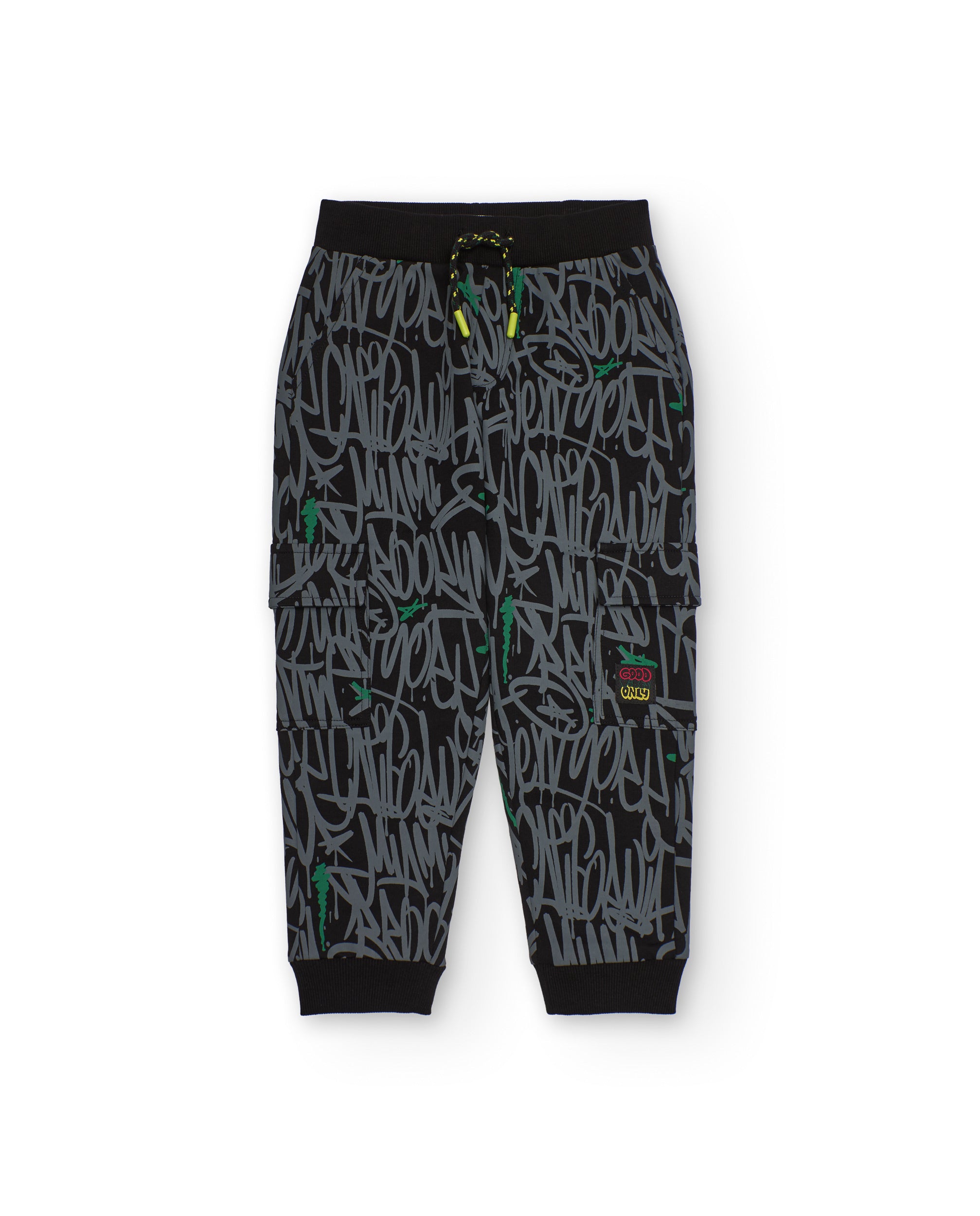 Jogger negro para niño con estampado gráfico urbano