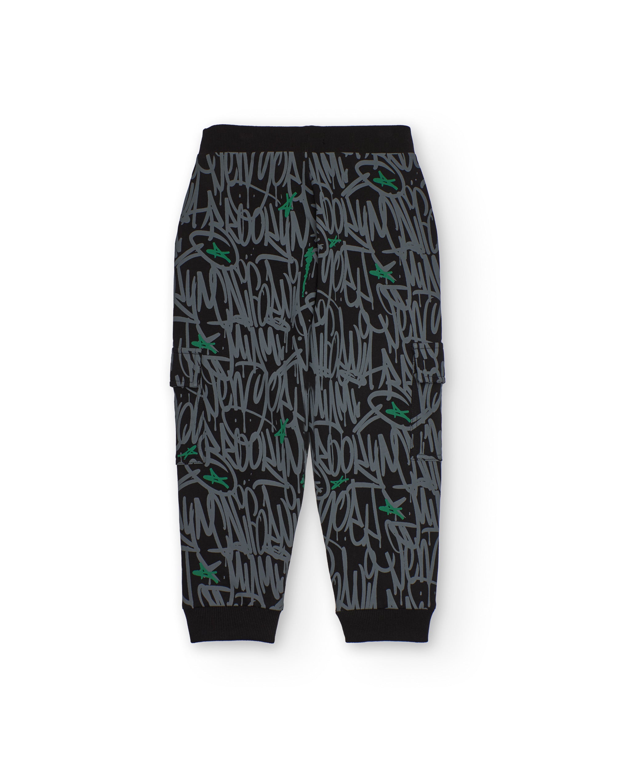 Jogger negro para niño con estampado gráfico urbano