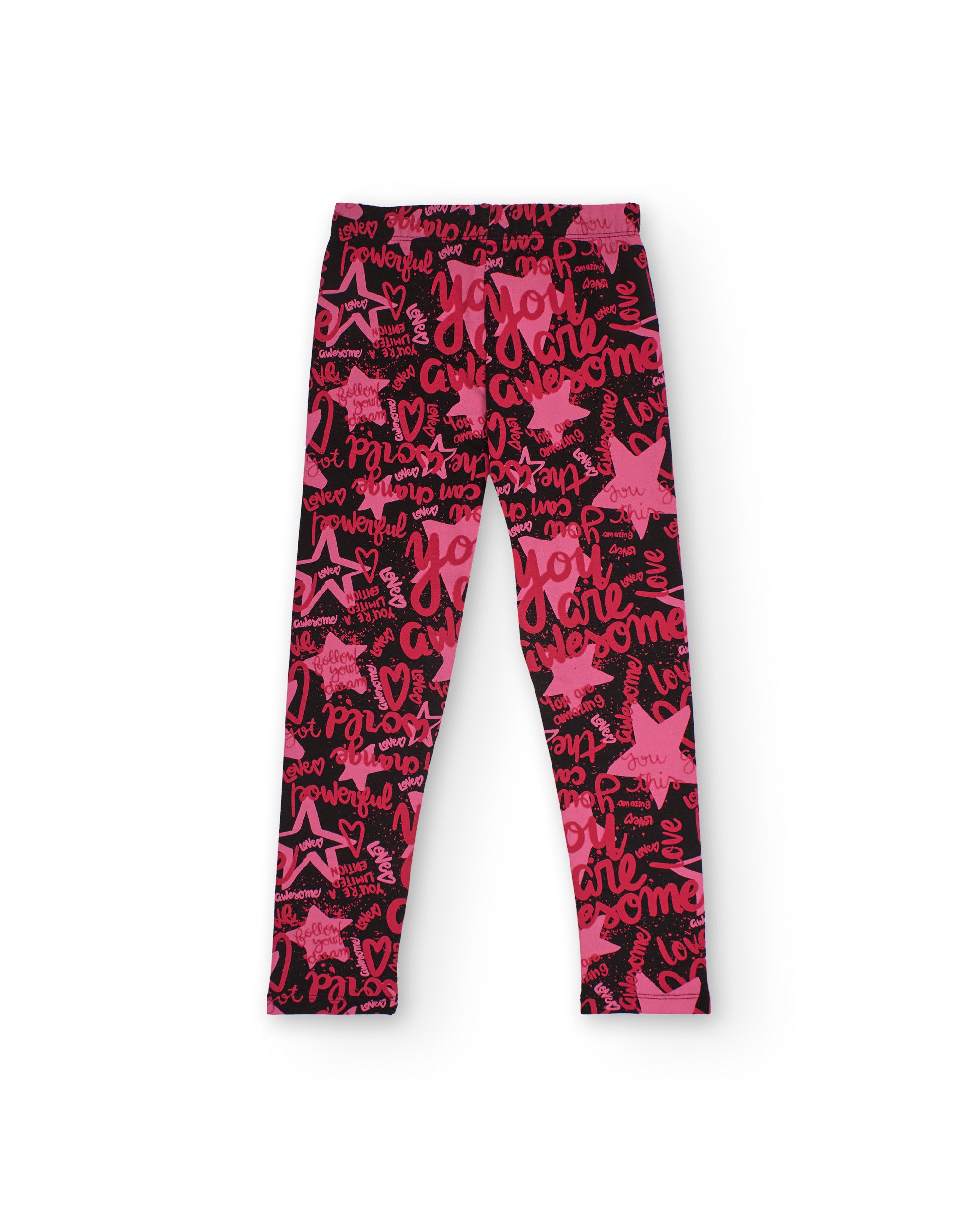 Leggings para niña con estampado tipográfico multicolor