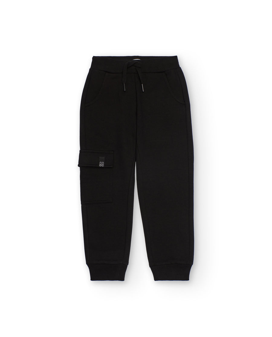 Pantalón jogger para niño color negro con bolsillo lateral
