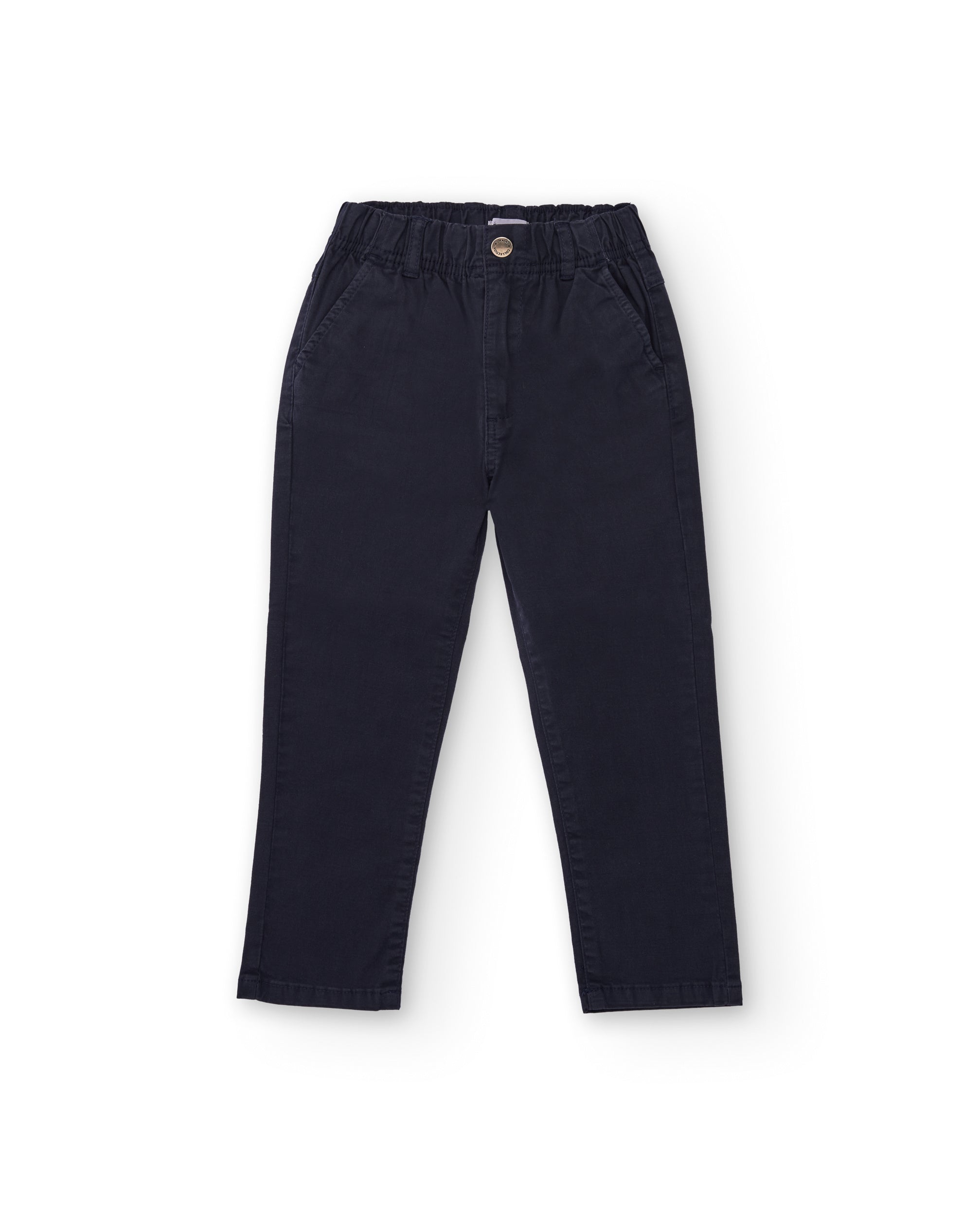 Pantalón de sarga azul marino para niño con cintura elástica