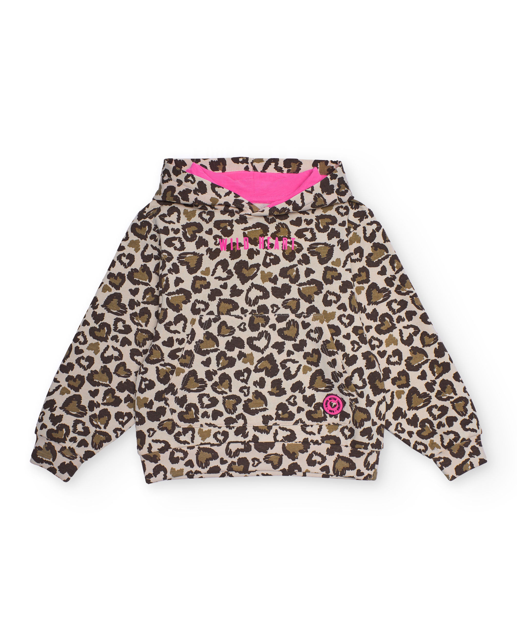 Sudadera con capucha estampado animal print con detalles fucsia
