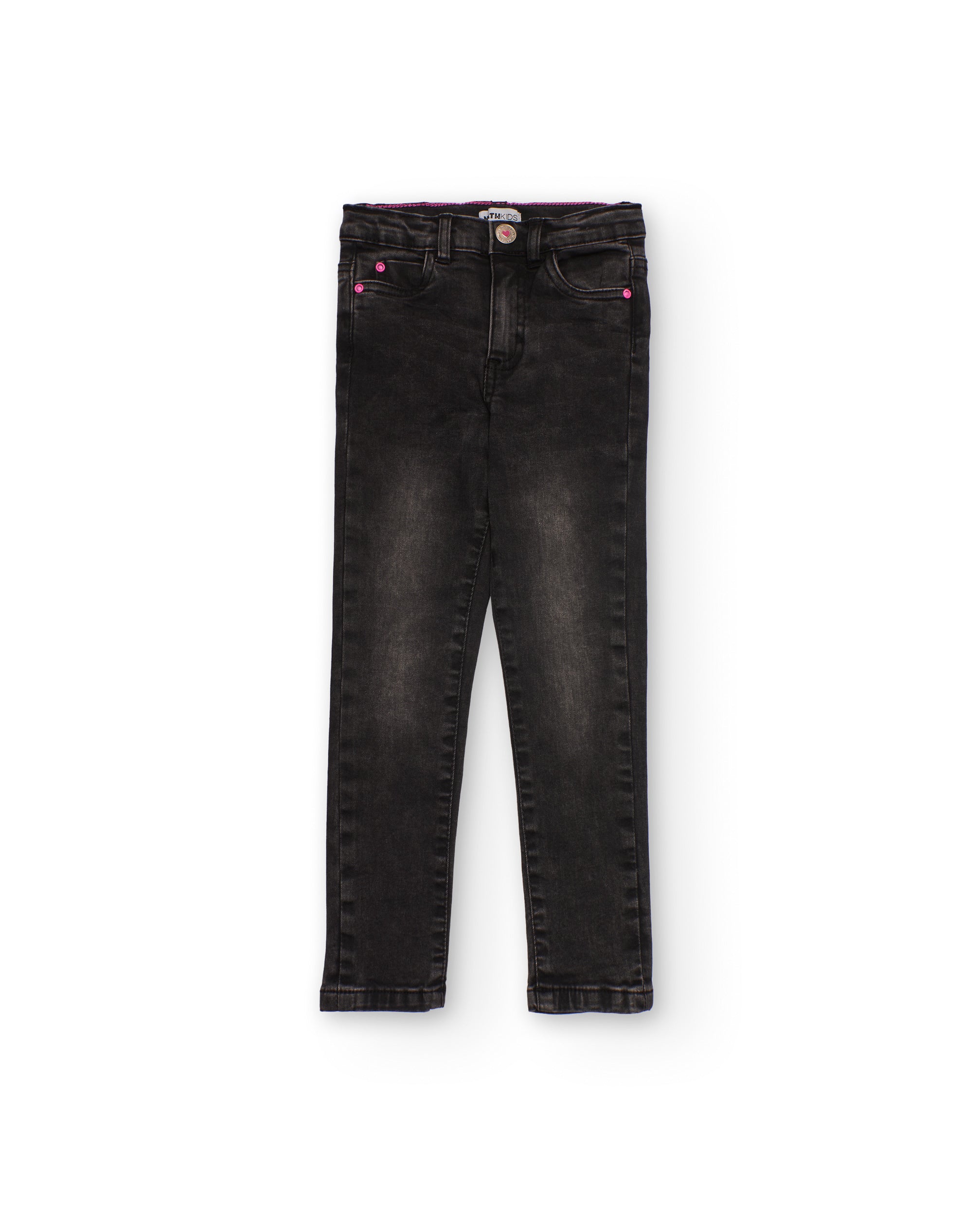 Pantalón denim skinny negro desgastado para niña