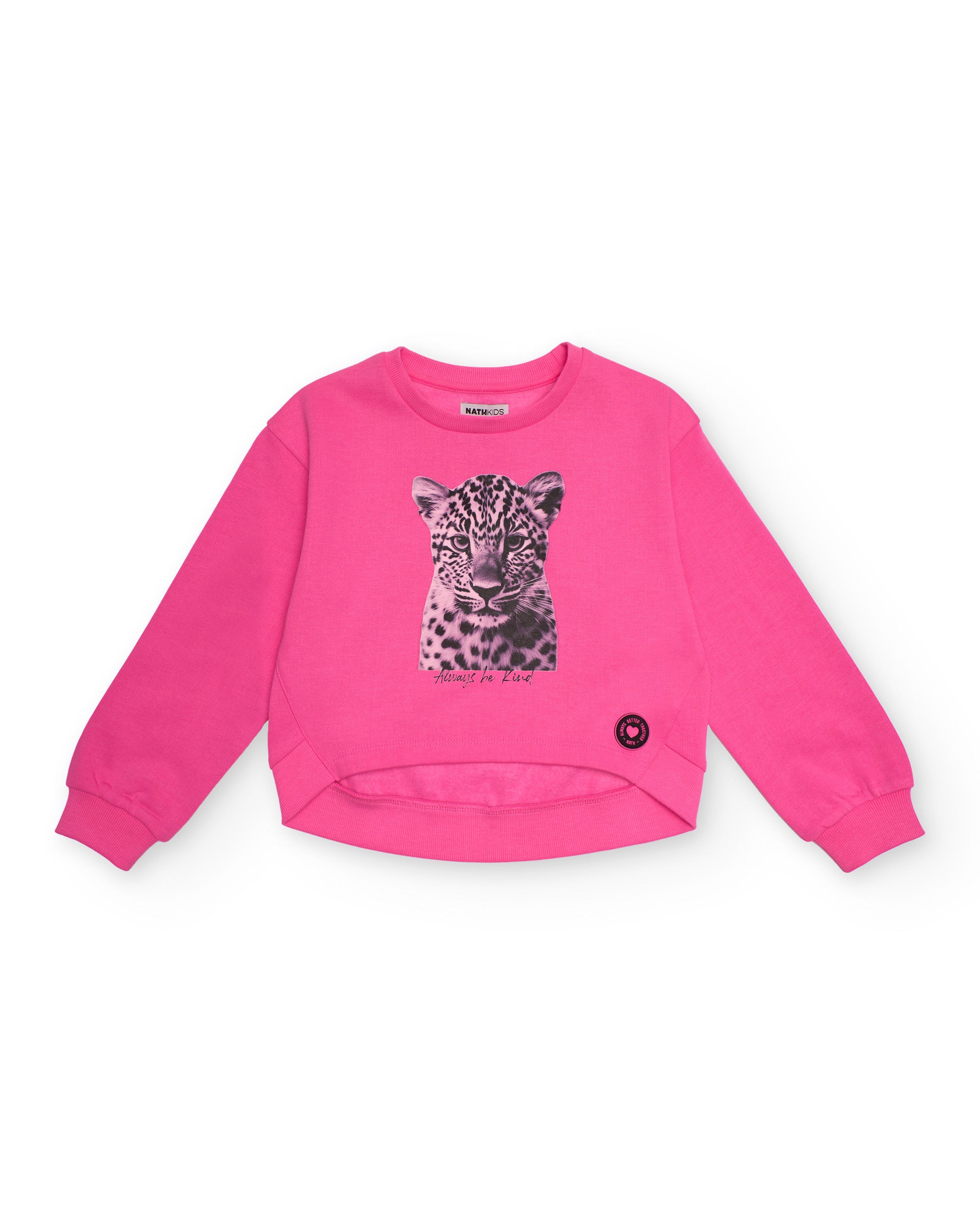 Sudadera fucsia para niña con estampado de leopardo