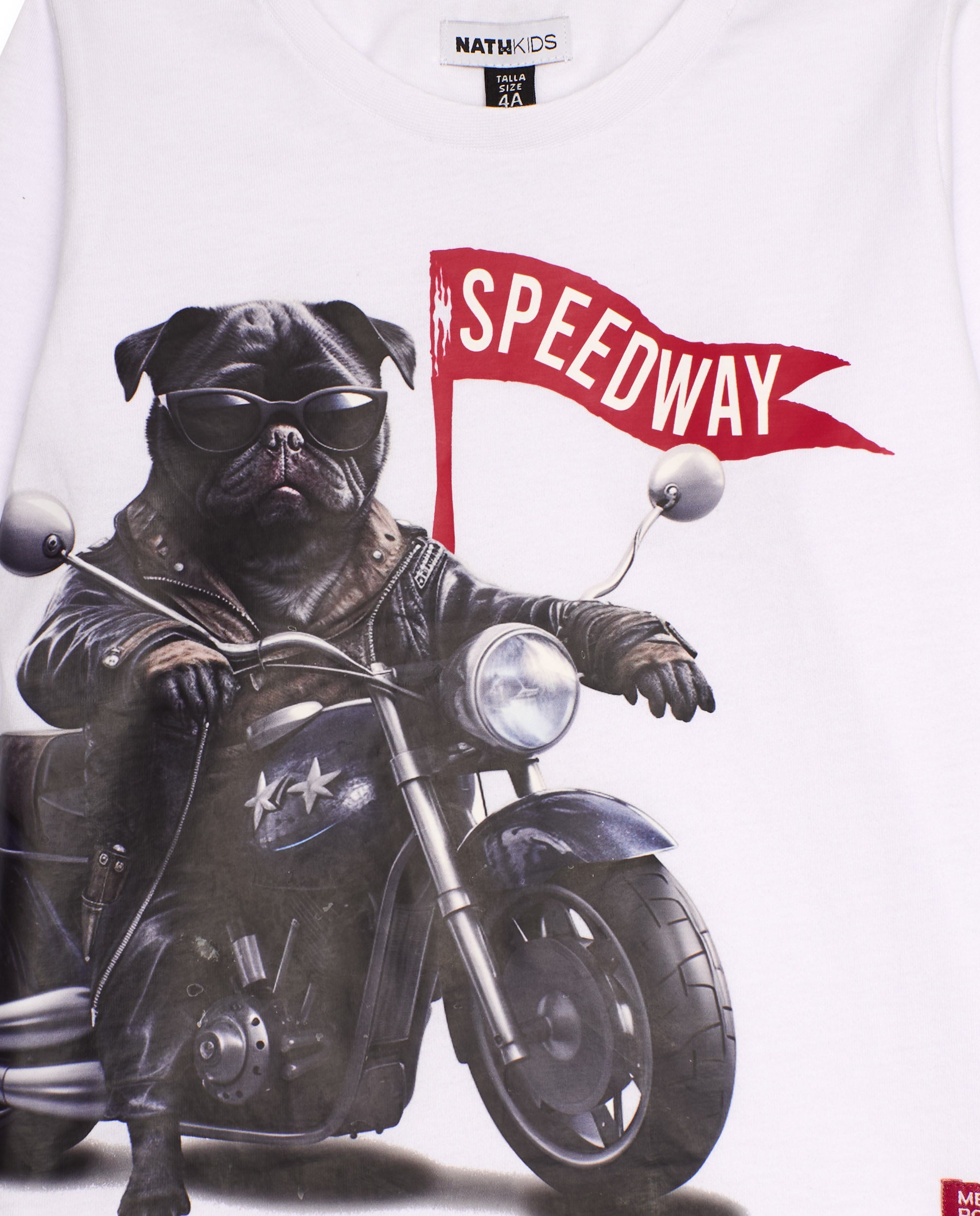 Camiseta blanca de manga larga para niño con estampado de perro