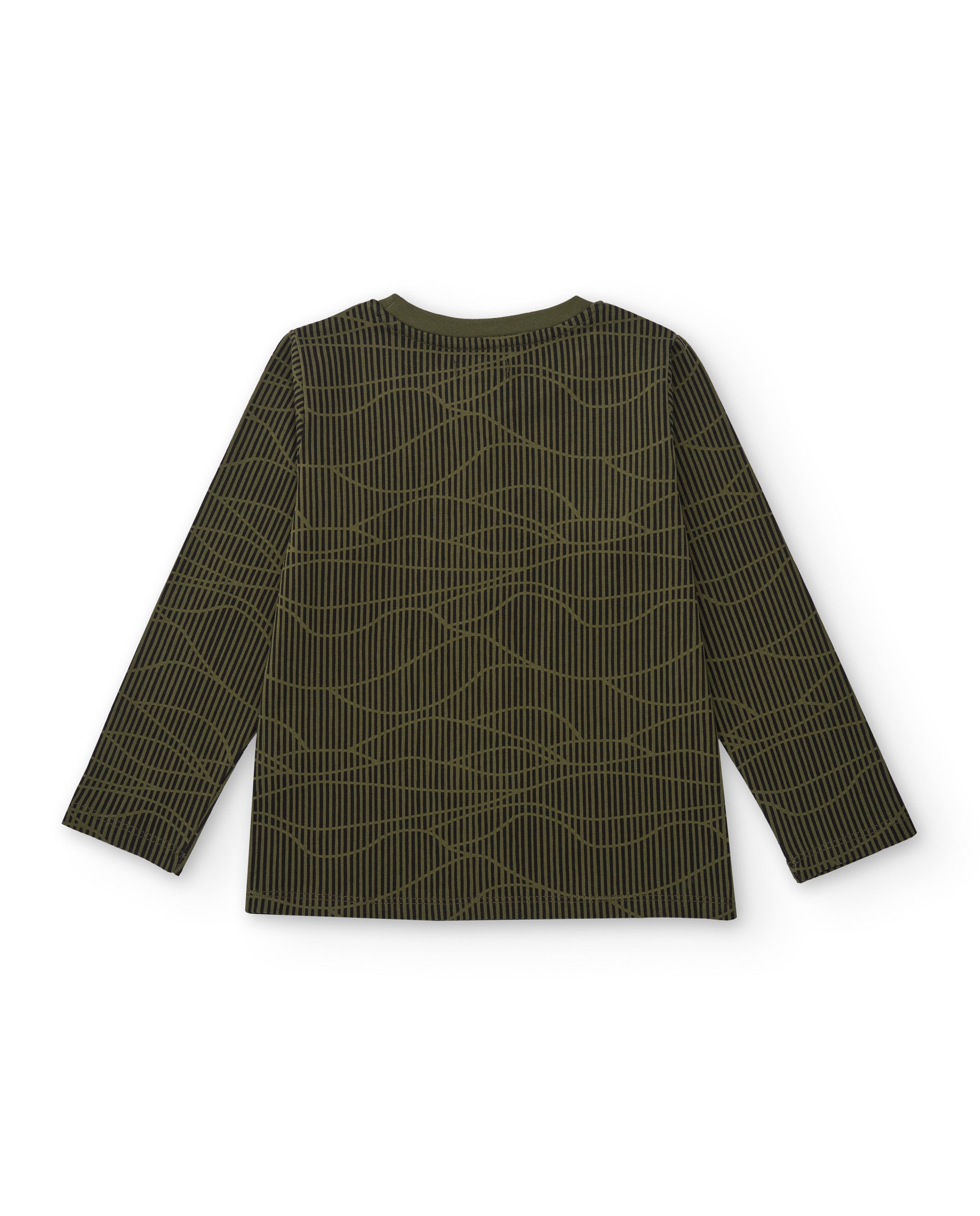 Camiseta verde de manga larga para niño con estampado de