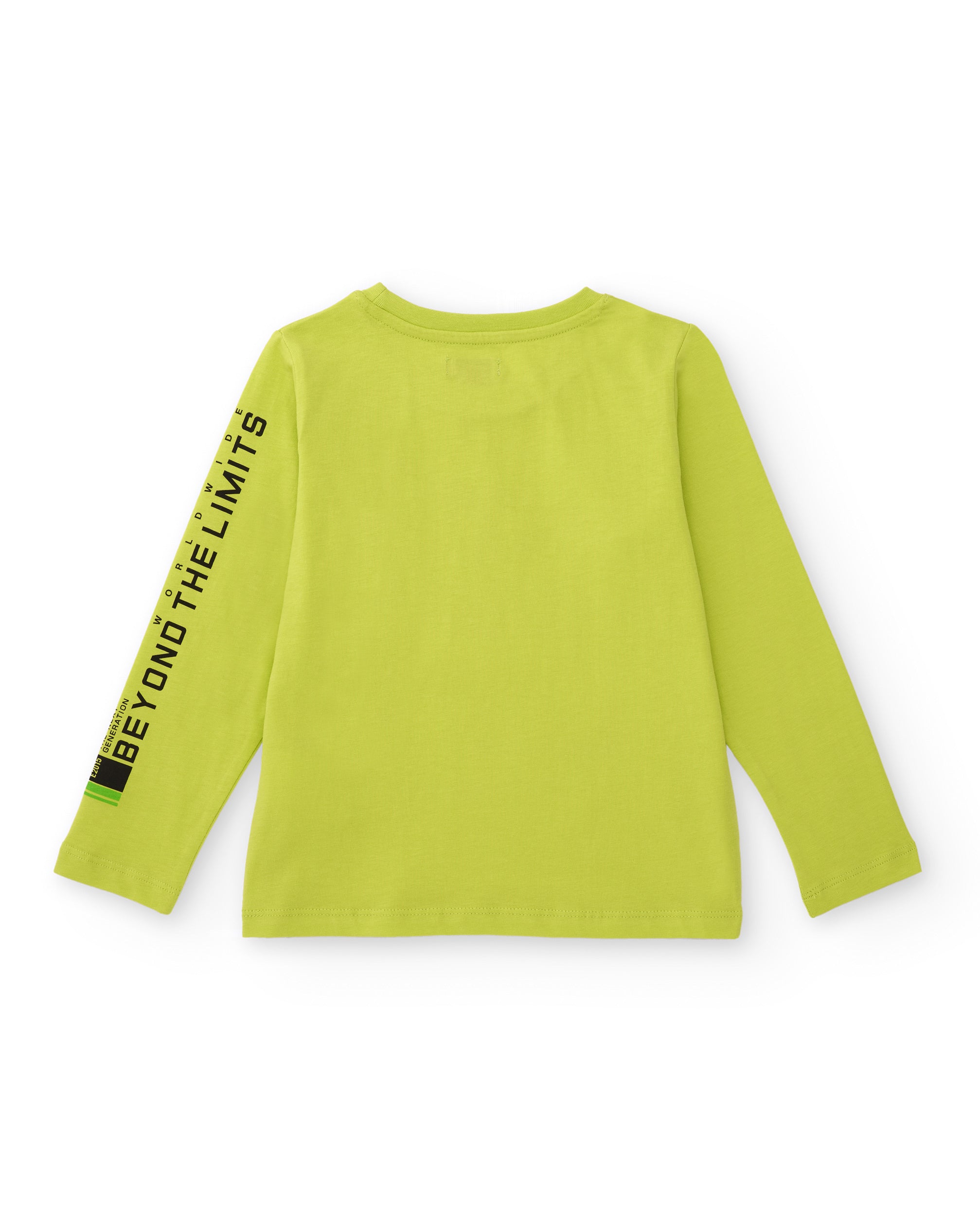 Camiseta verde neón de manga larga para niño con estampado
