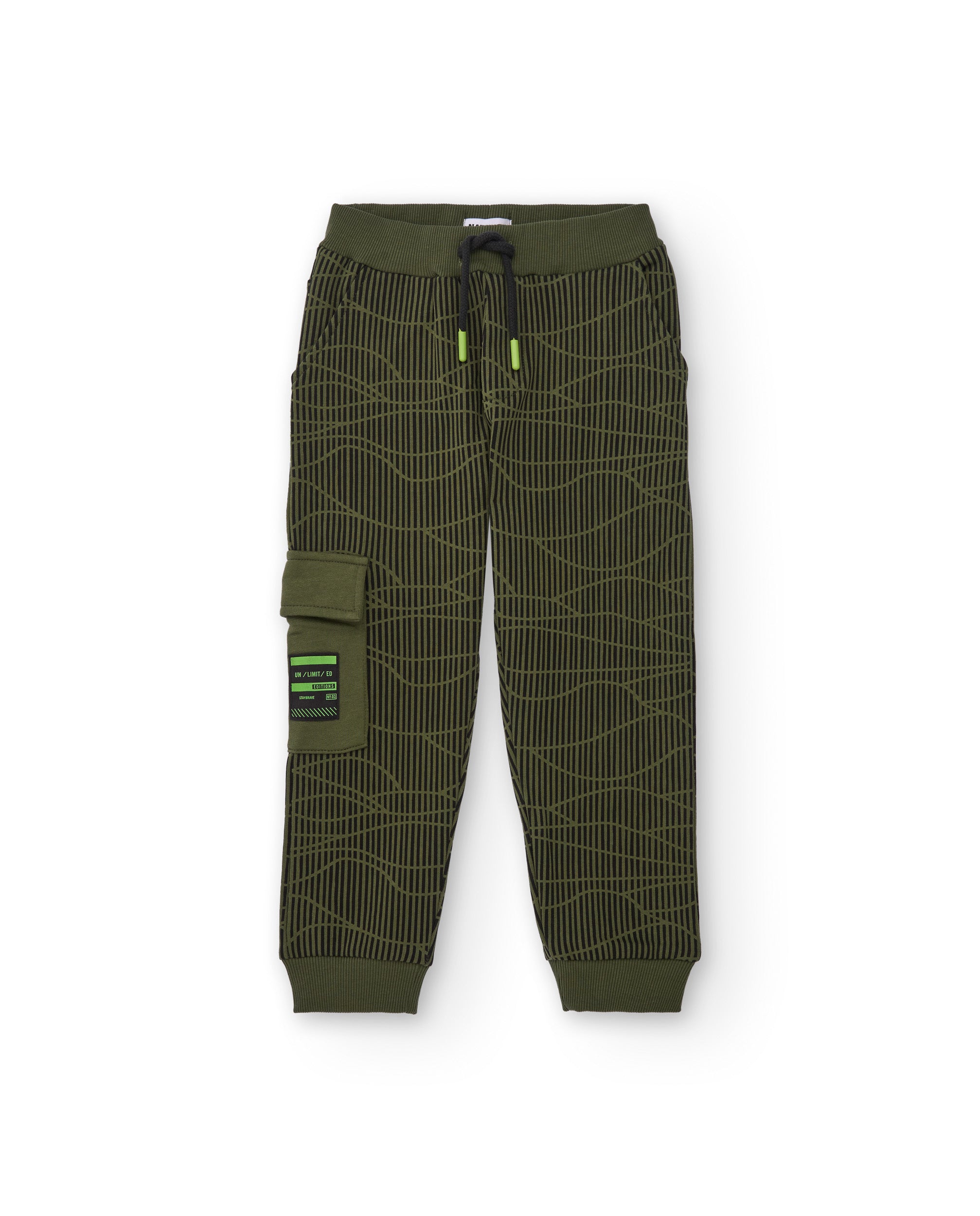 Pantalón jogger verde para niño con estampado gráfico y