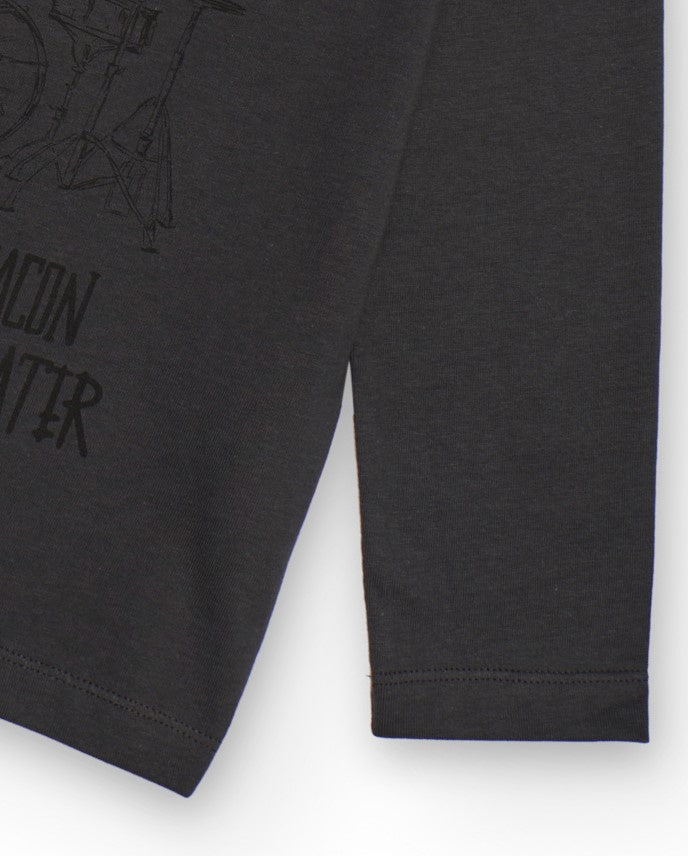 Camiseta de manga larga para niño color gris oscuro con