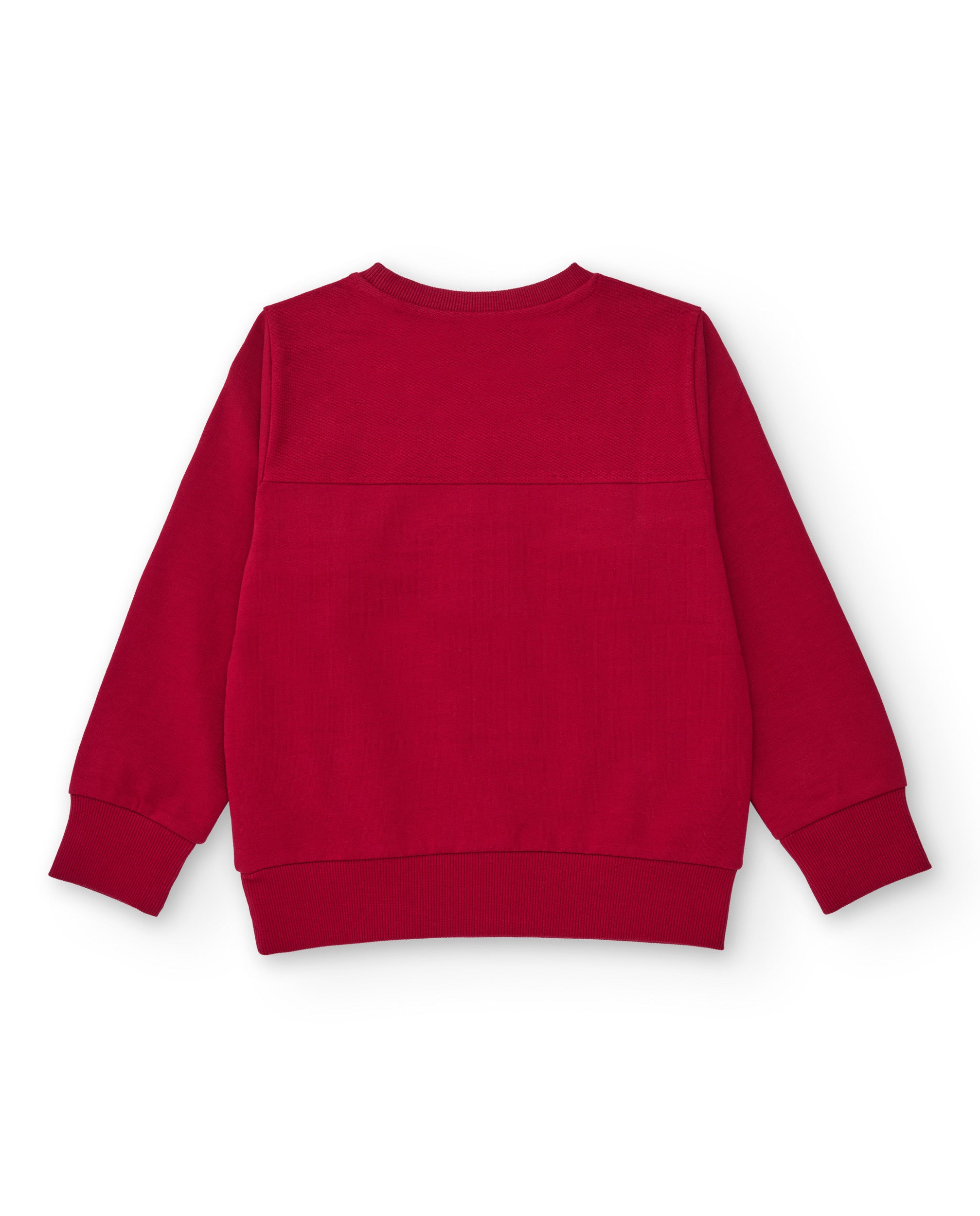 Sudadera roja para niño con estampado de guitarra y mensaje