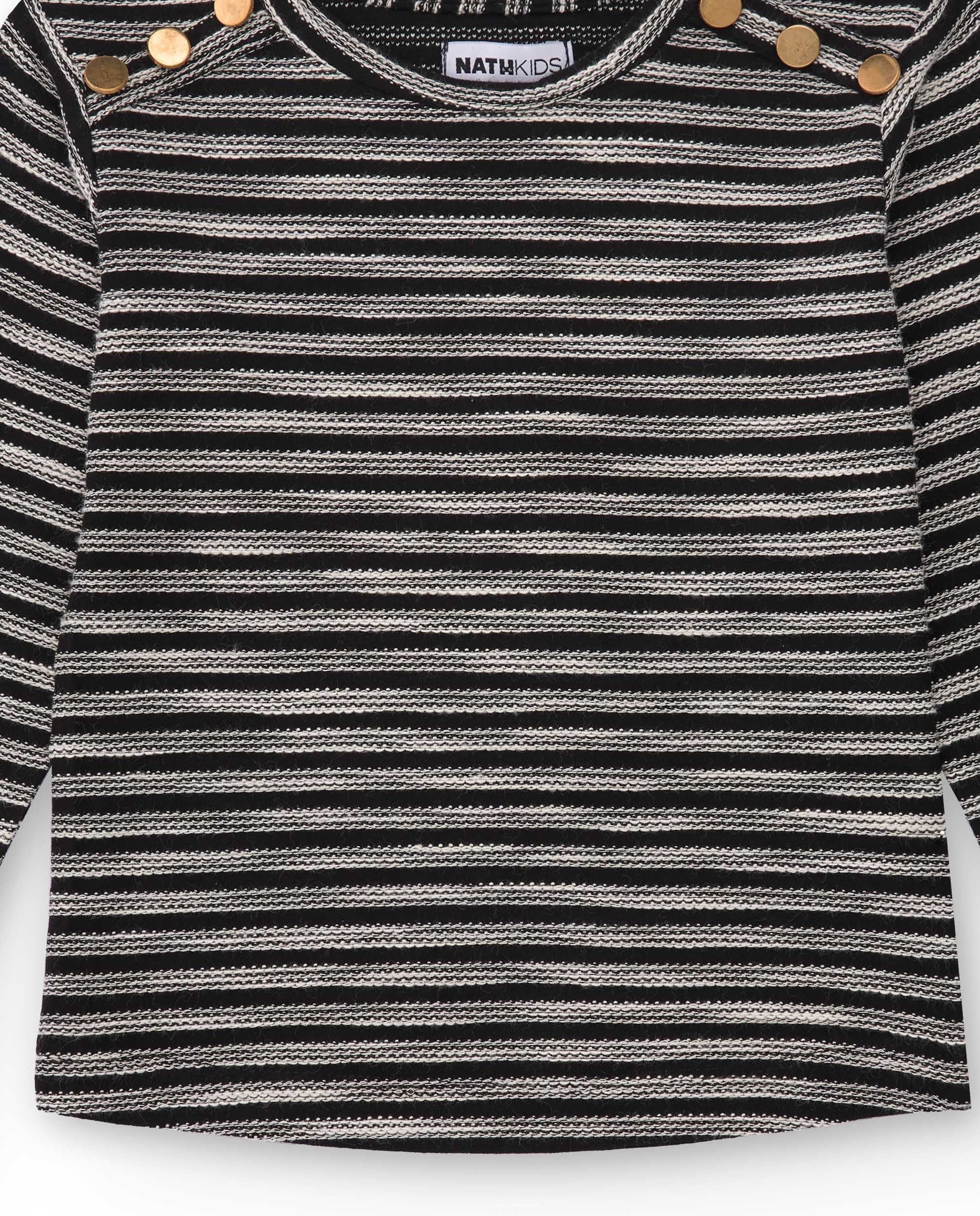 Camiseta de manga larga para niña a rayas con botones