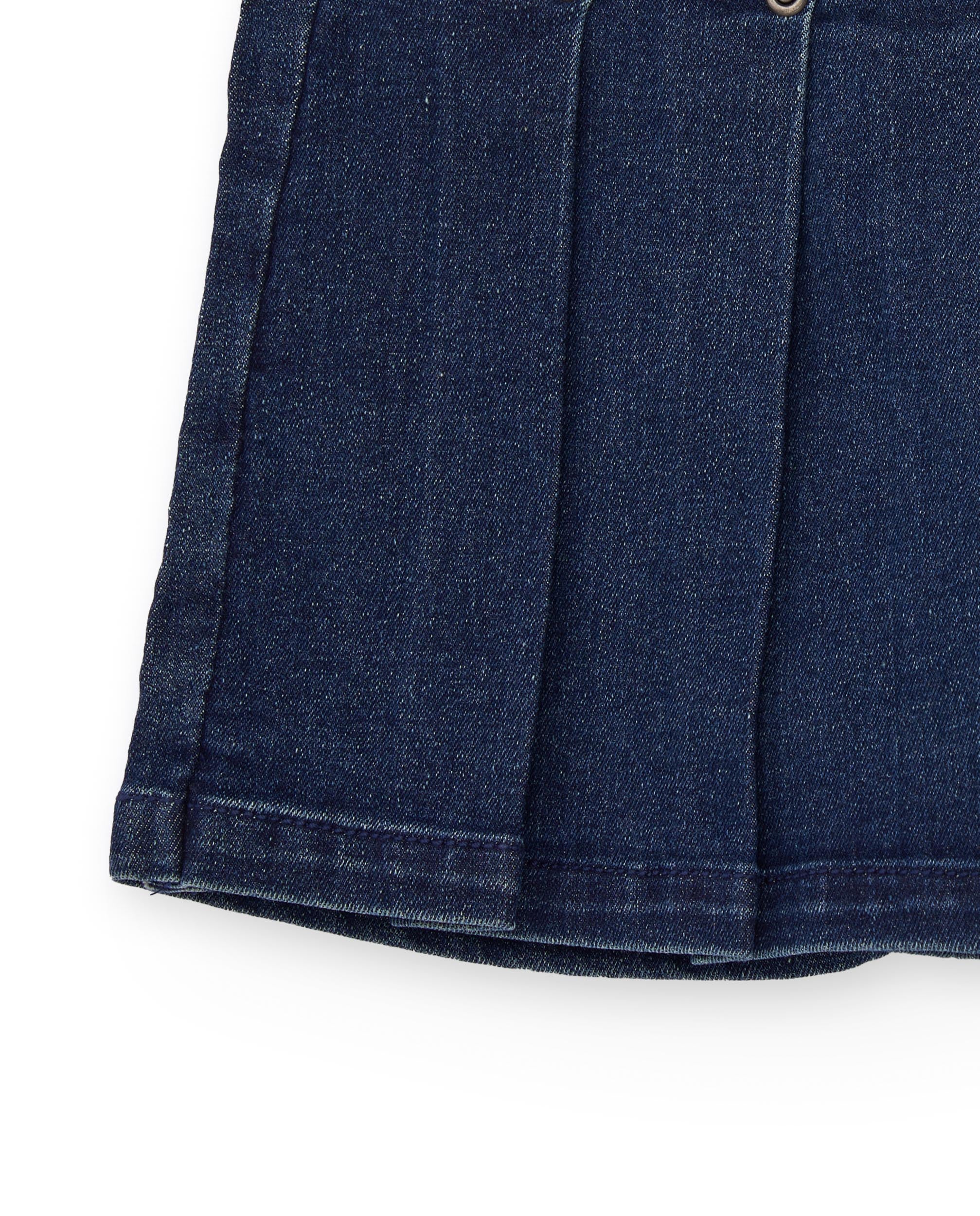 Falda pantalón de niña tipo denim en azul oscuro con tablones