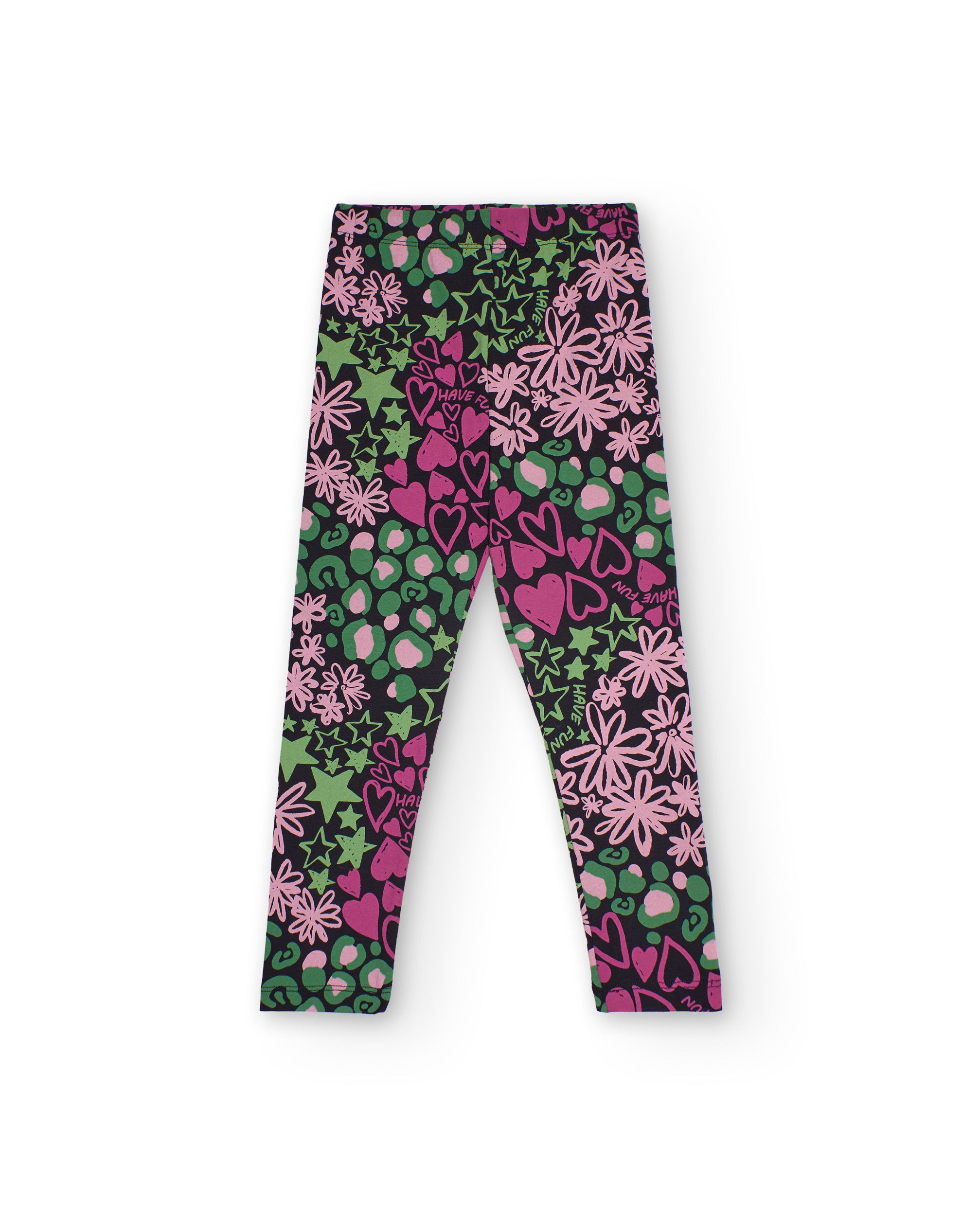 Leggings para niña con estampado multicolor de corazones y
