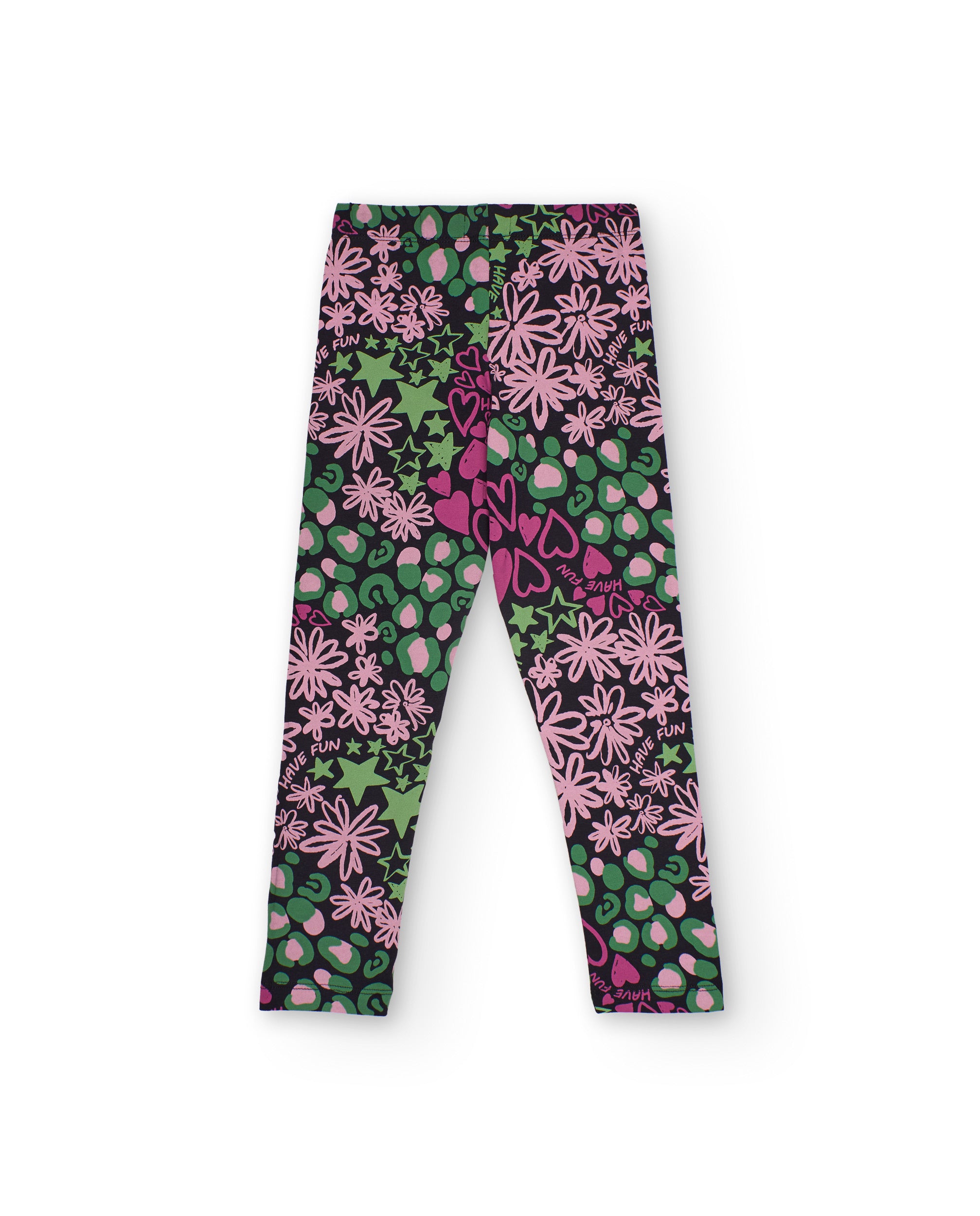 Leggings para niña con estampado multicolor de corazones y