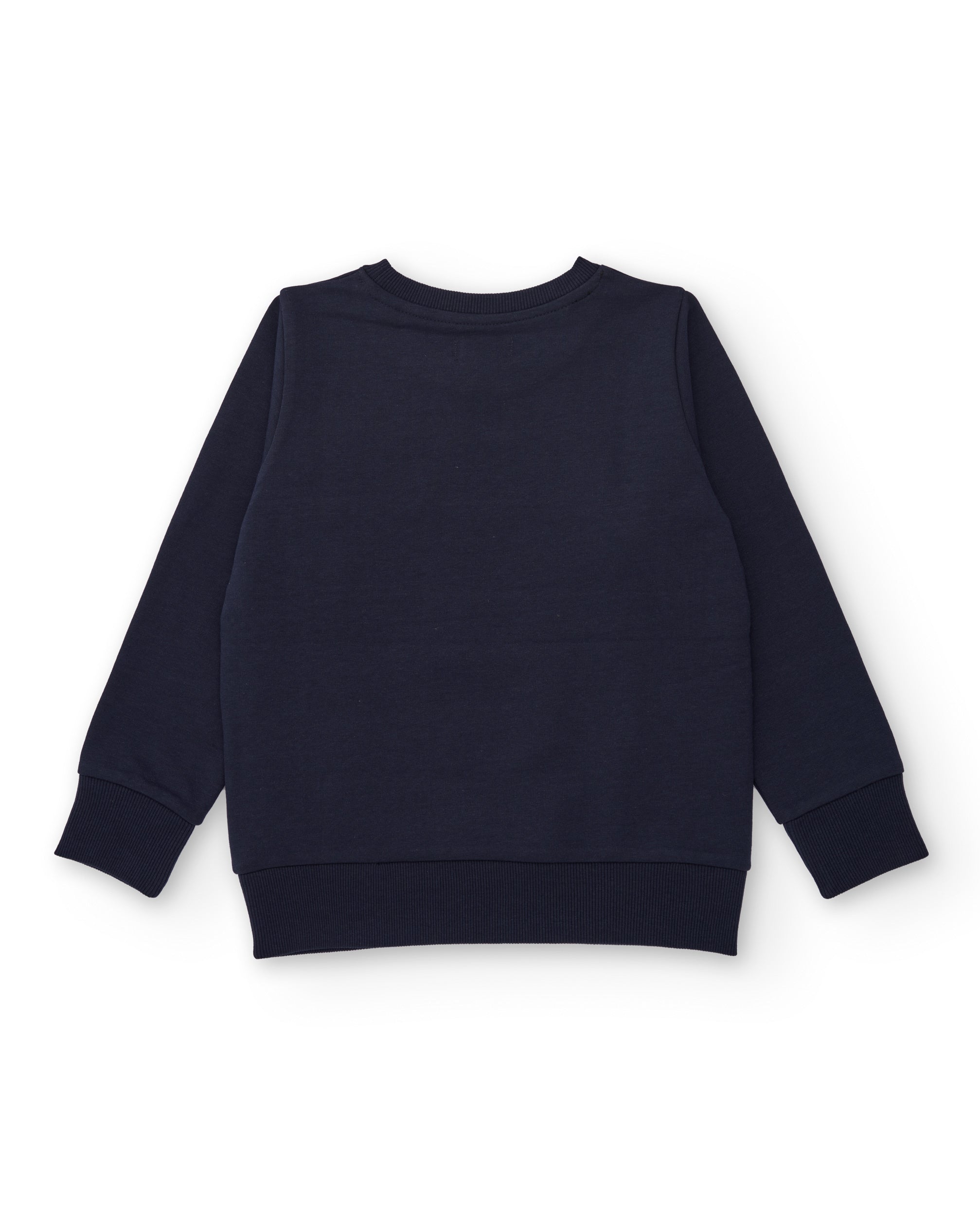Sudadera azul marino con estampado "LET'S ROCK" en contraste