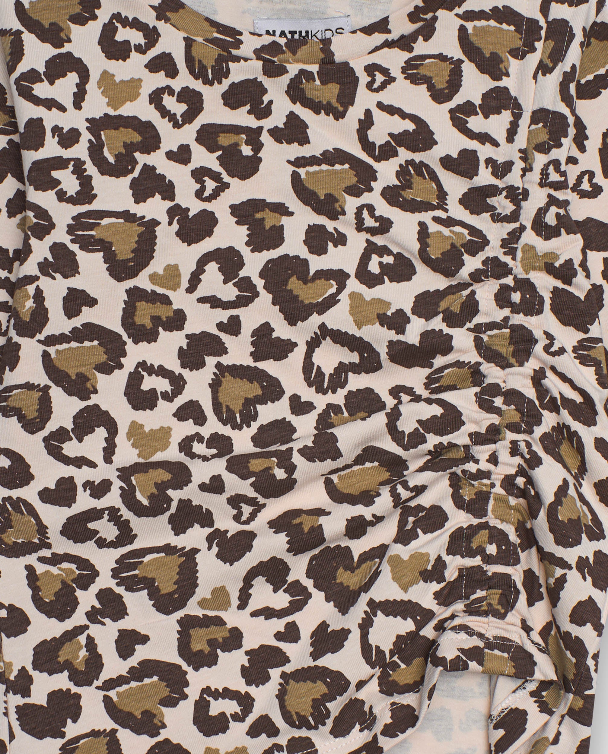 Camiseta de manga larga con estampado animal print y fruncido