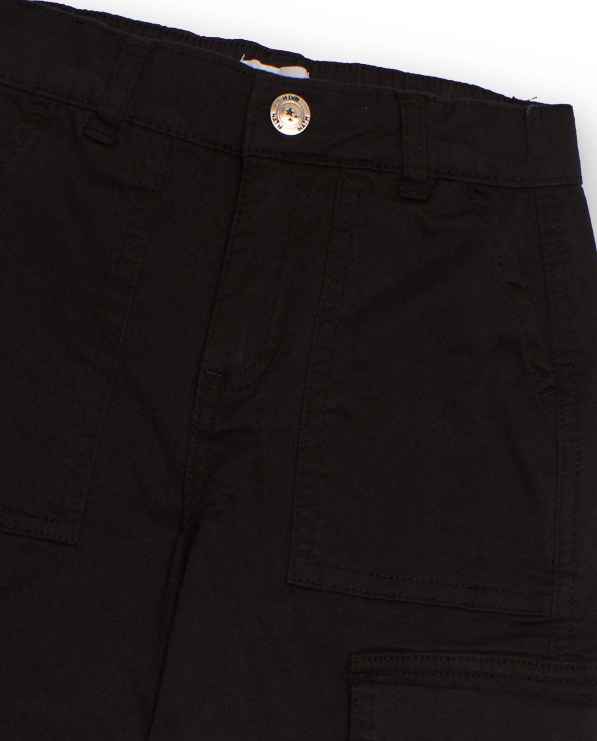 Pantalón cargo ancho negro con ojales decorativos para niña