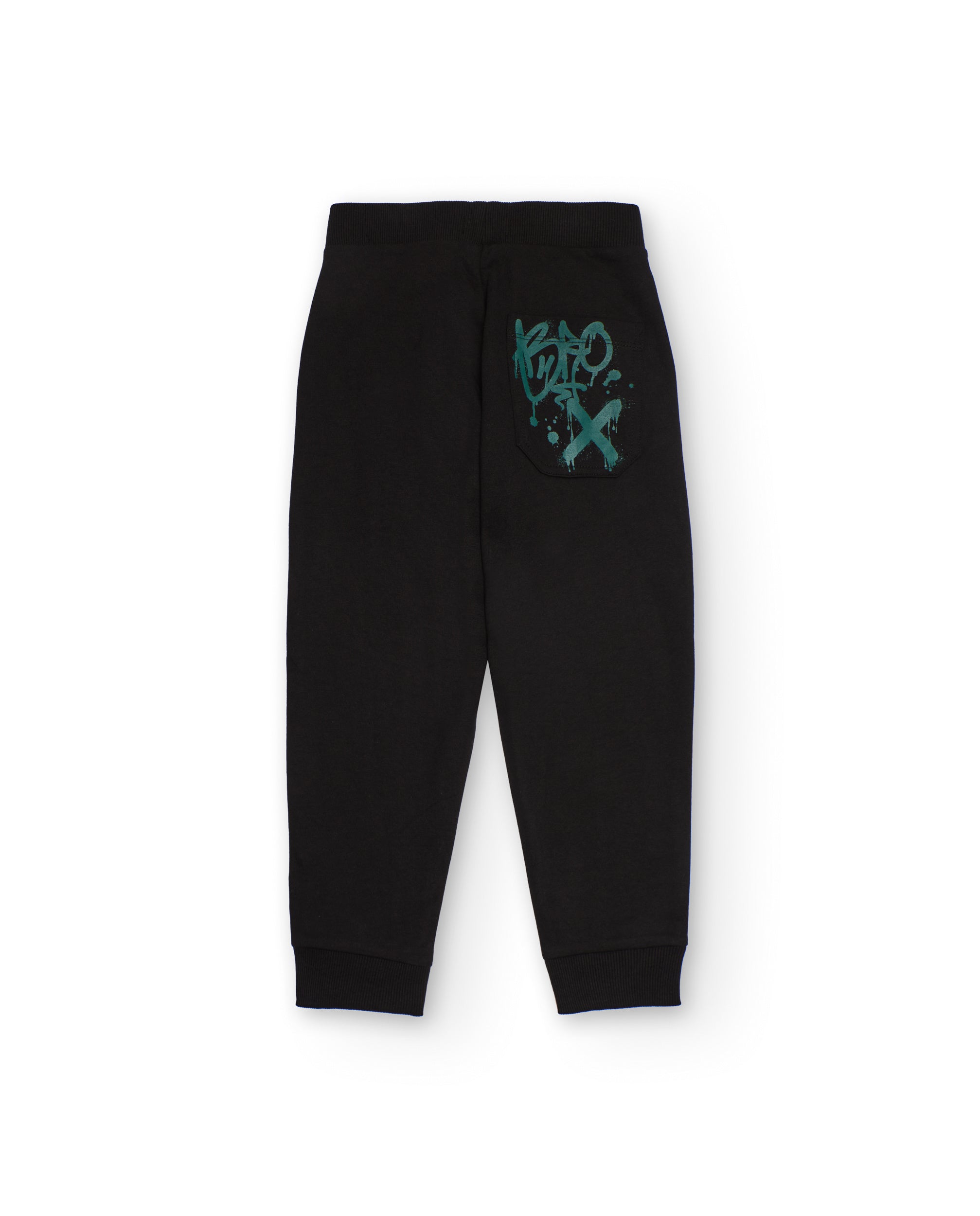 Pantalón jogger negro para niño con estampado estilo graffiti