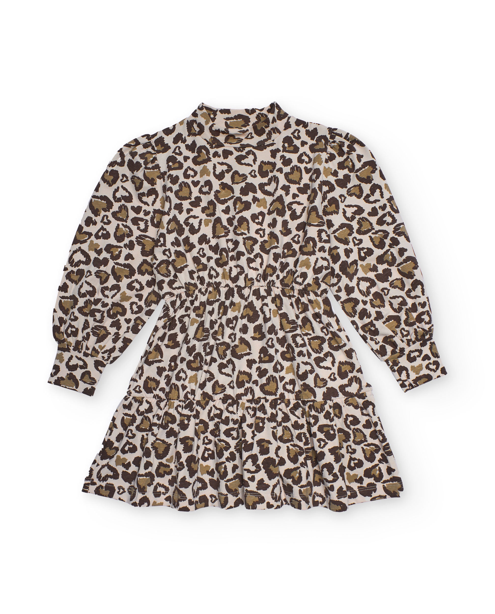 Vestido estampado animal print para niña con manga larga