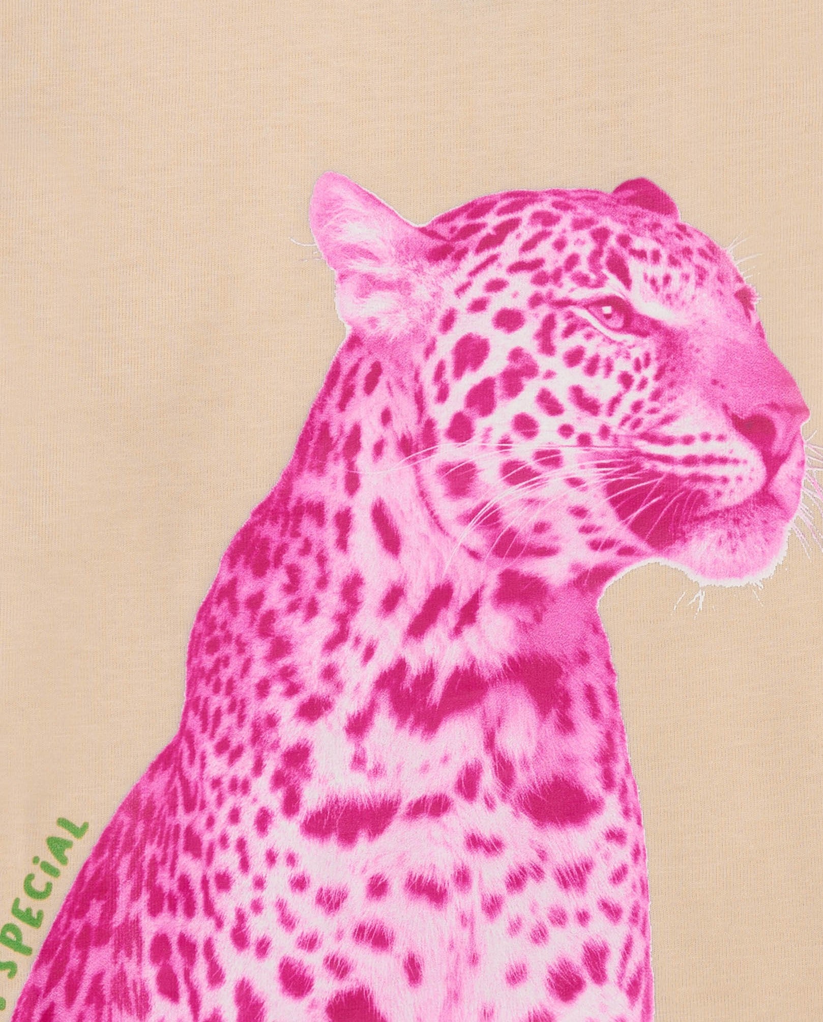 Camiseta beige para niña con estampado de leopardo rosa