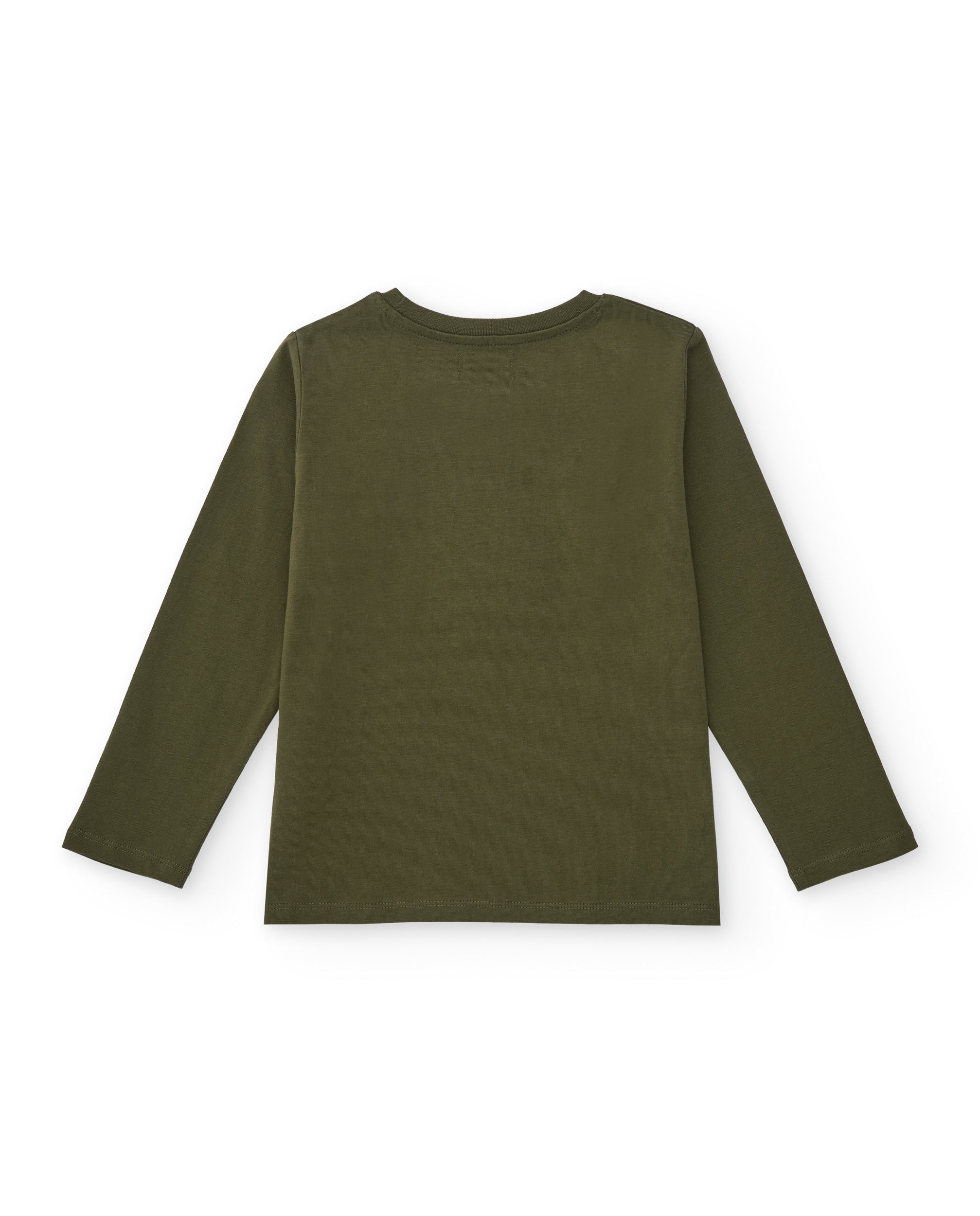 Camiseta verde para niño con estampado de montaña y mapa