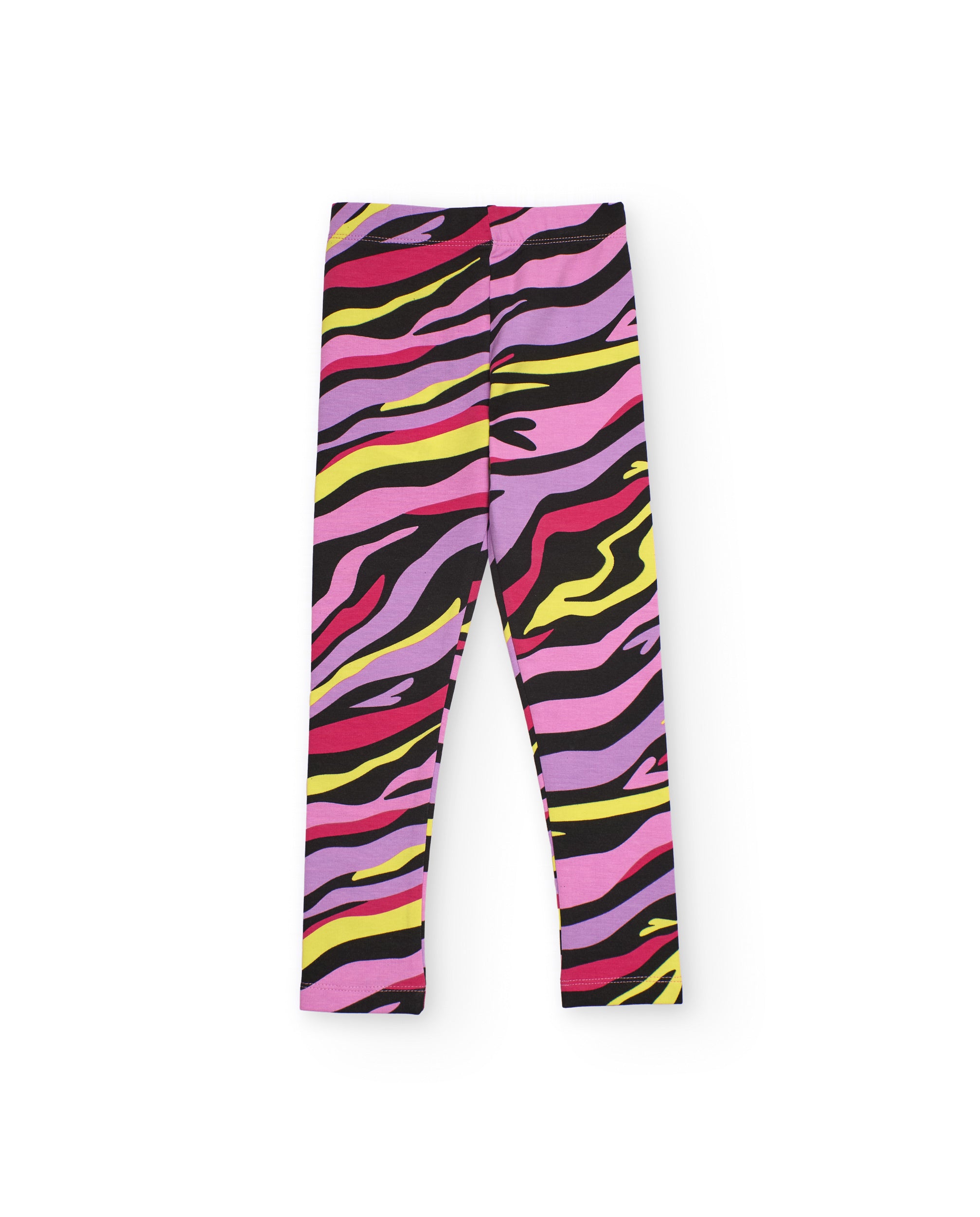 Leggings multicolor para niña con estampado de rayas y corazones