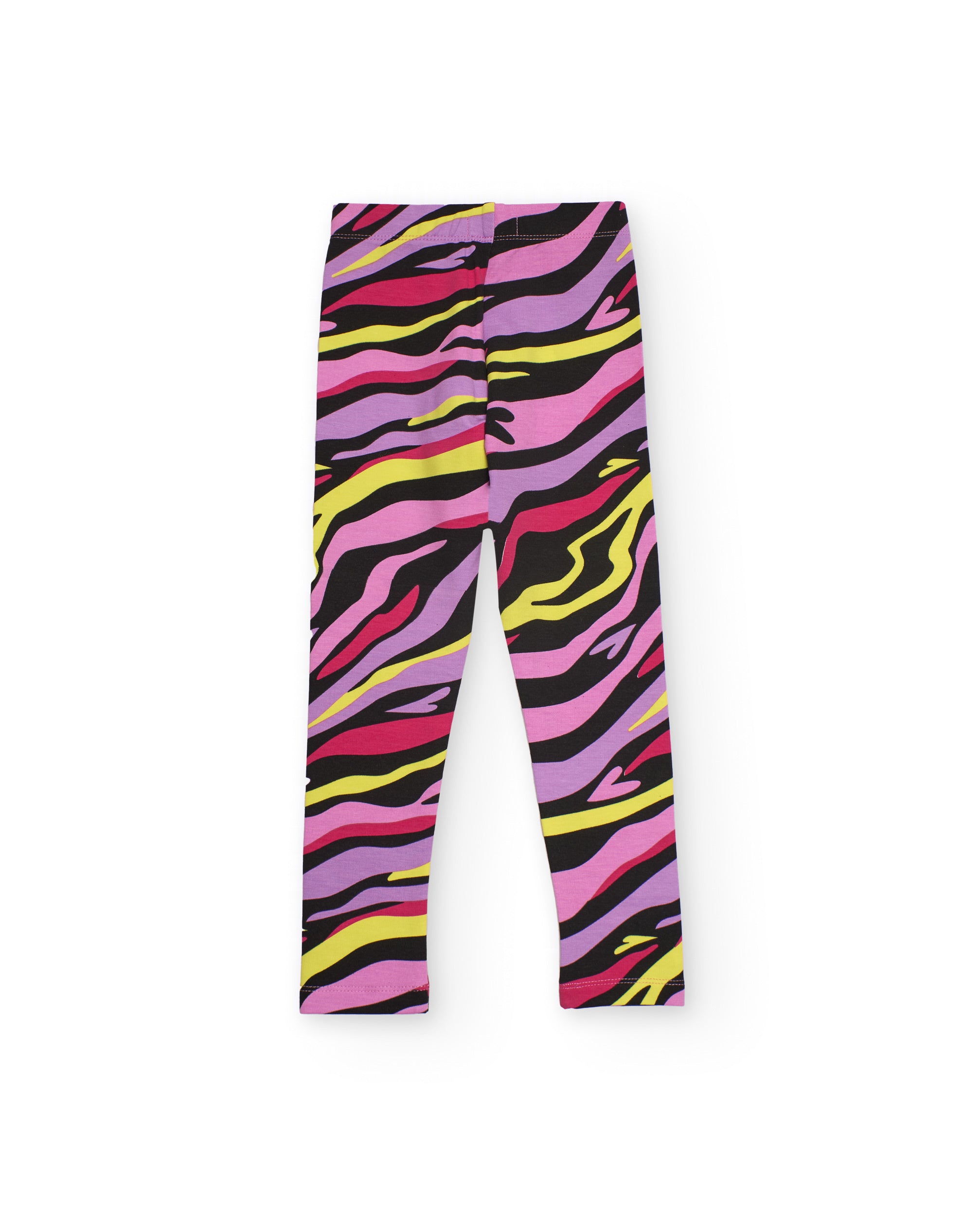 Leggings multicolor para niña con estampado de rayas y corazones