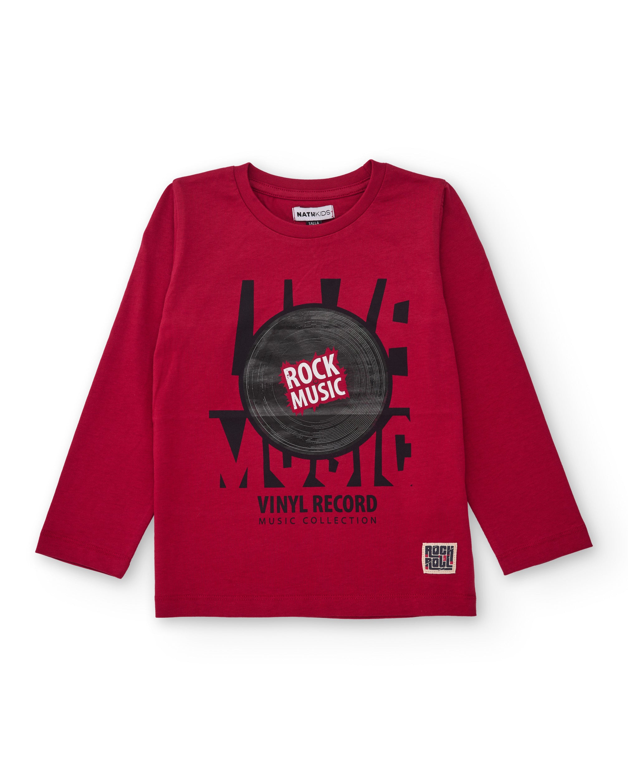 Camiseta de manga larga para niño color rojo con estampado