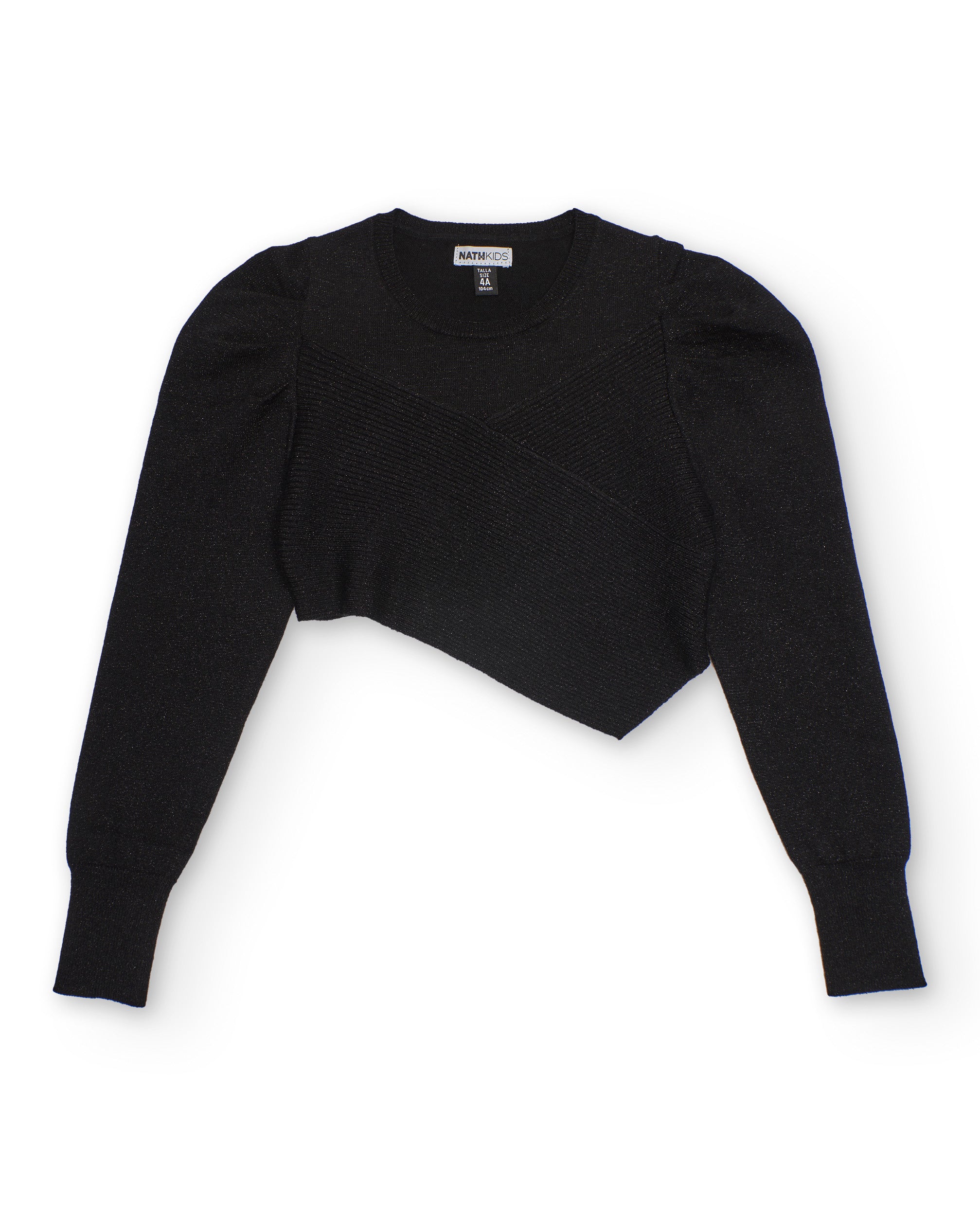 Jersey corto de punto negro con diseño asimétrico para niña