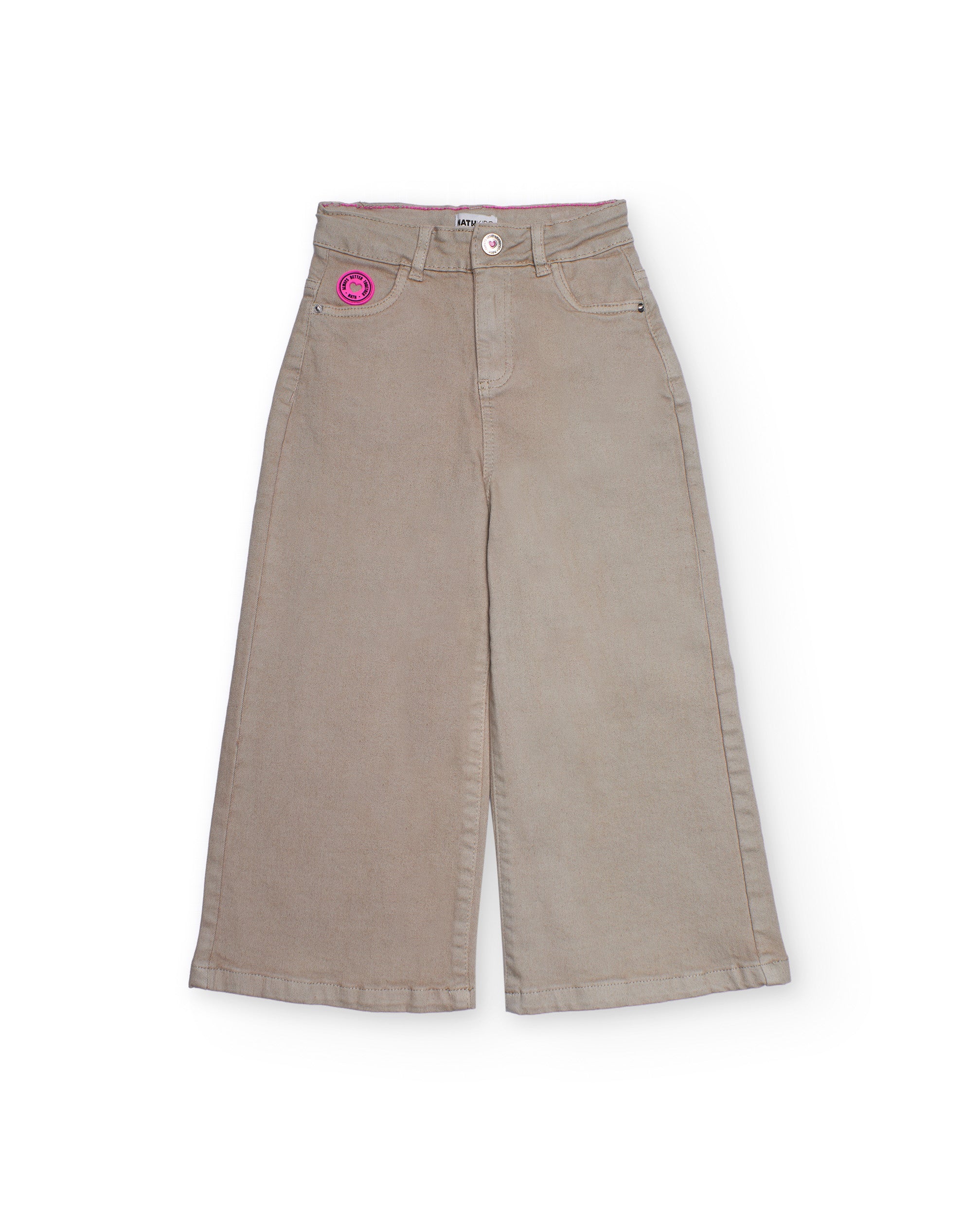 Pantalón de pana beige para niña de pierna ancha