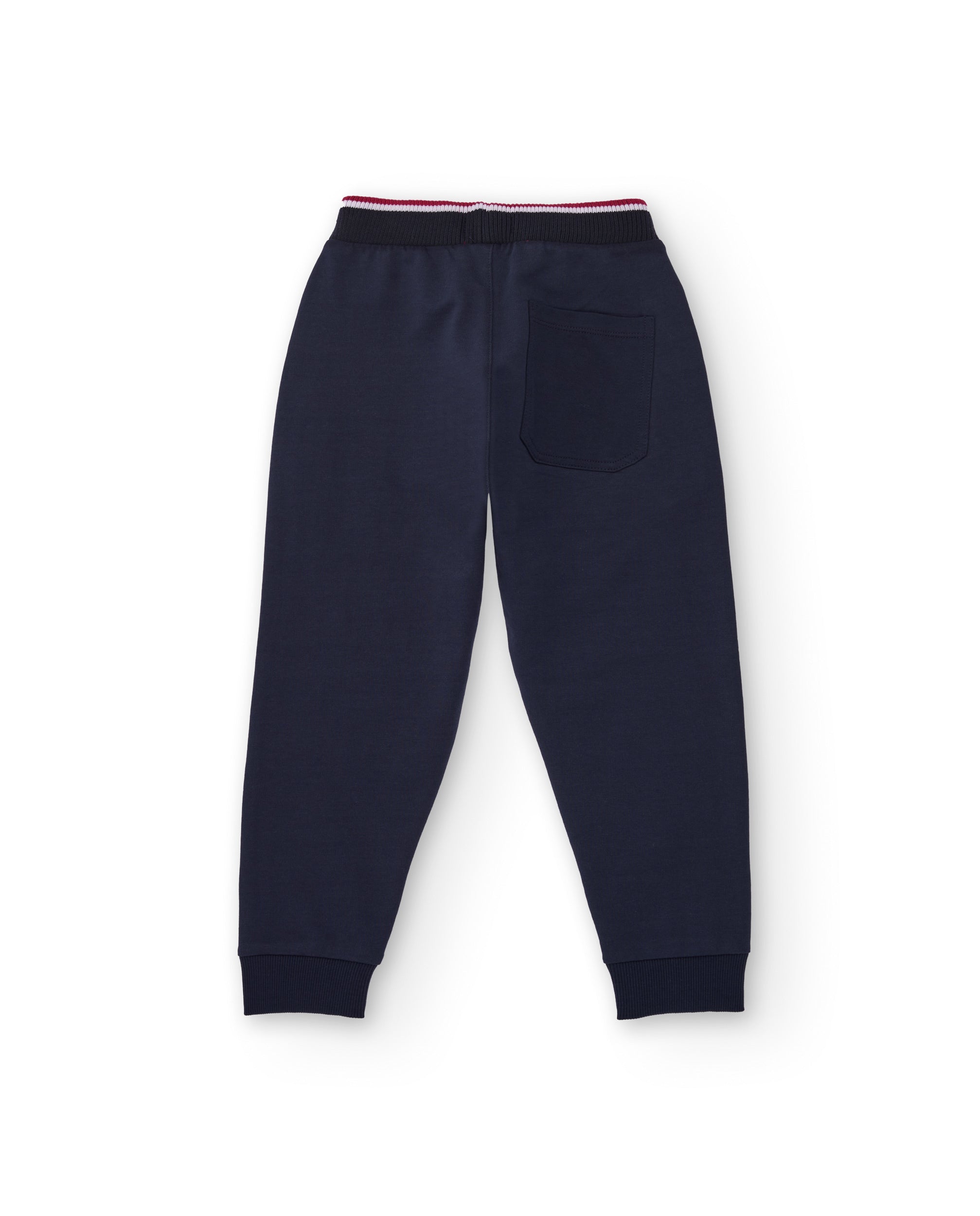 Pantalón de felpa azul marino con bandas laterales para niño