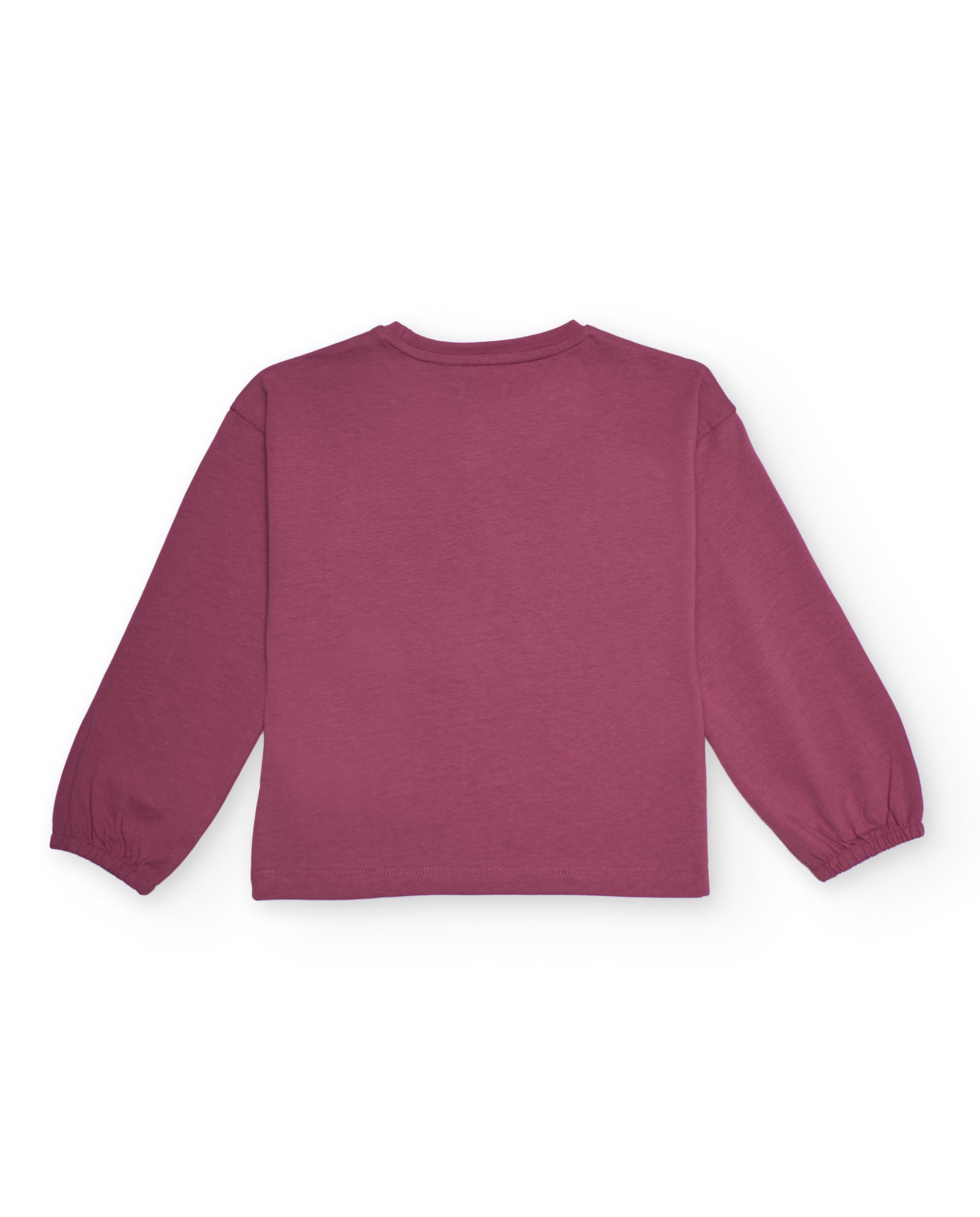 Camiseta de manga larga para niña color burdeos con estampado