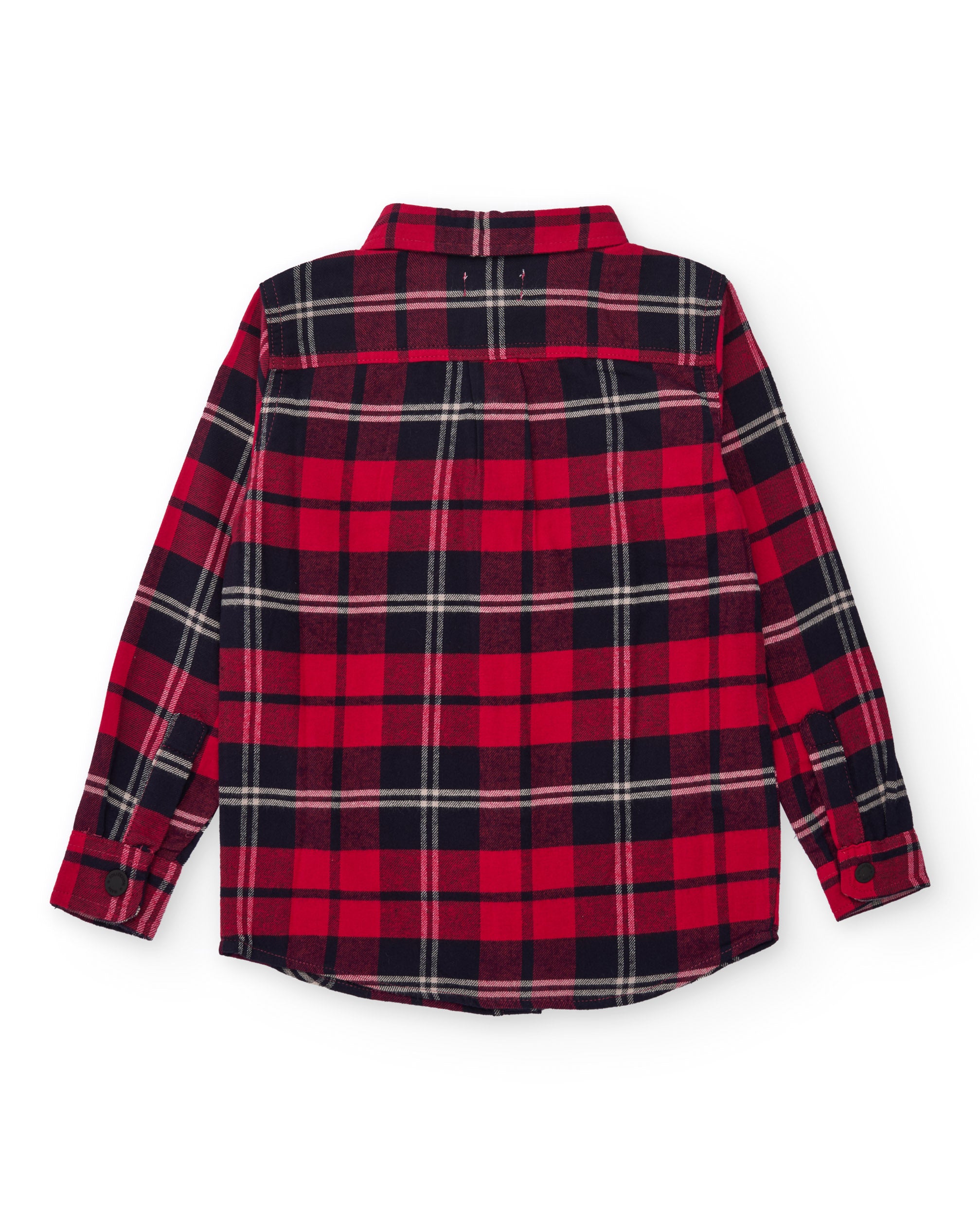 Camisa de franela para niño a cuadros rojos y negros
