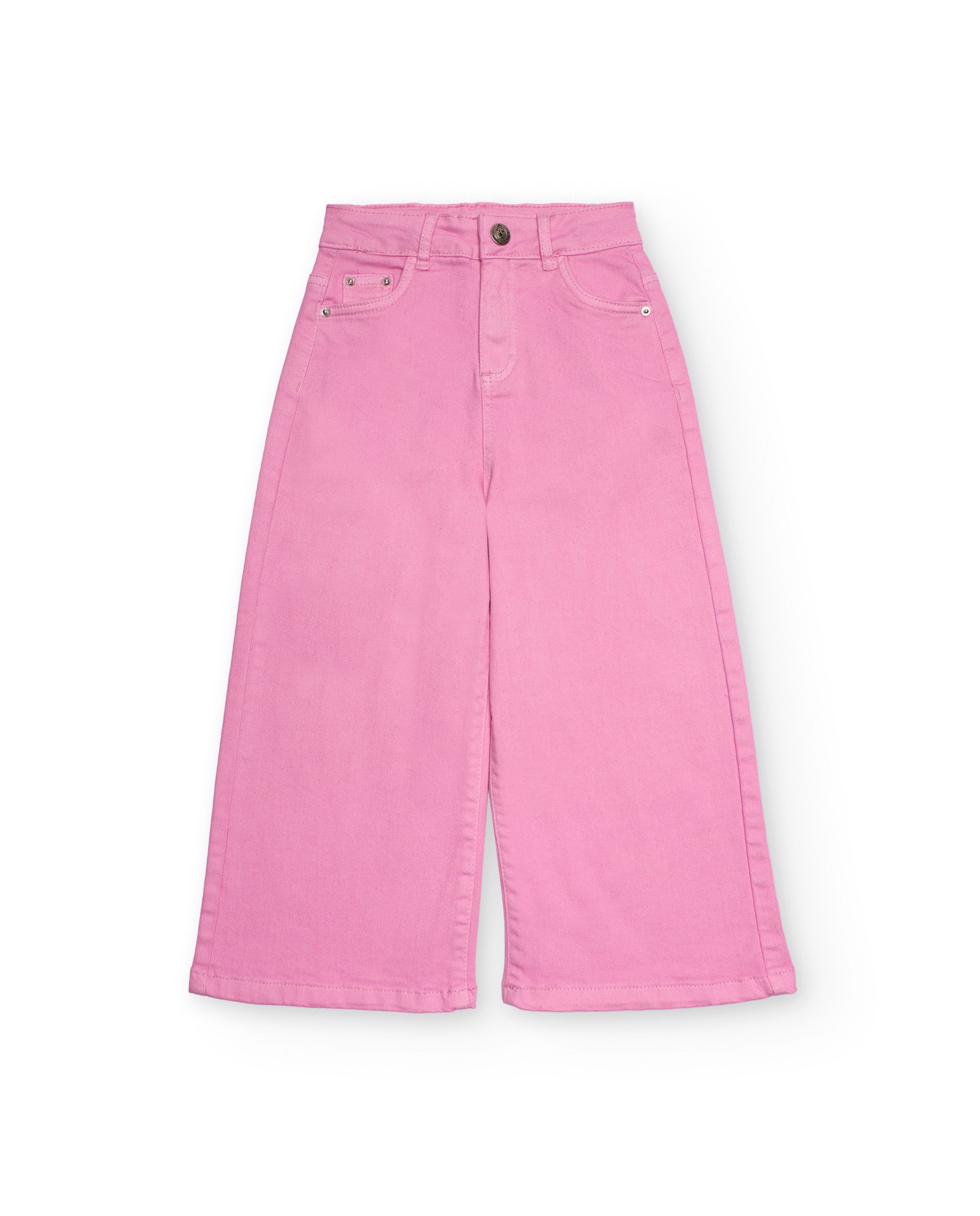 Pantalón culotte para niña en mezclilla color rosa