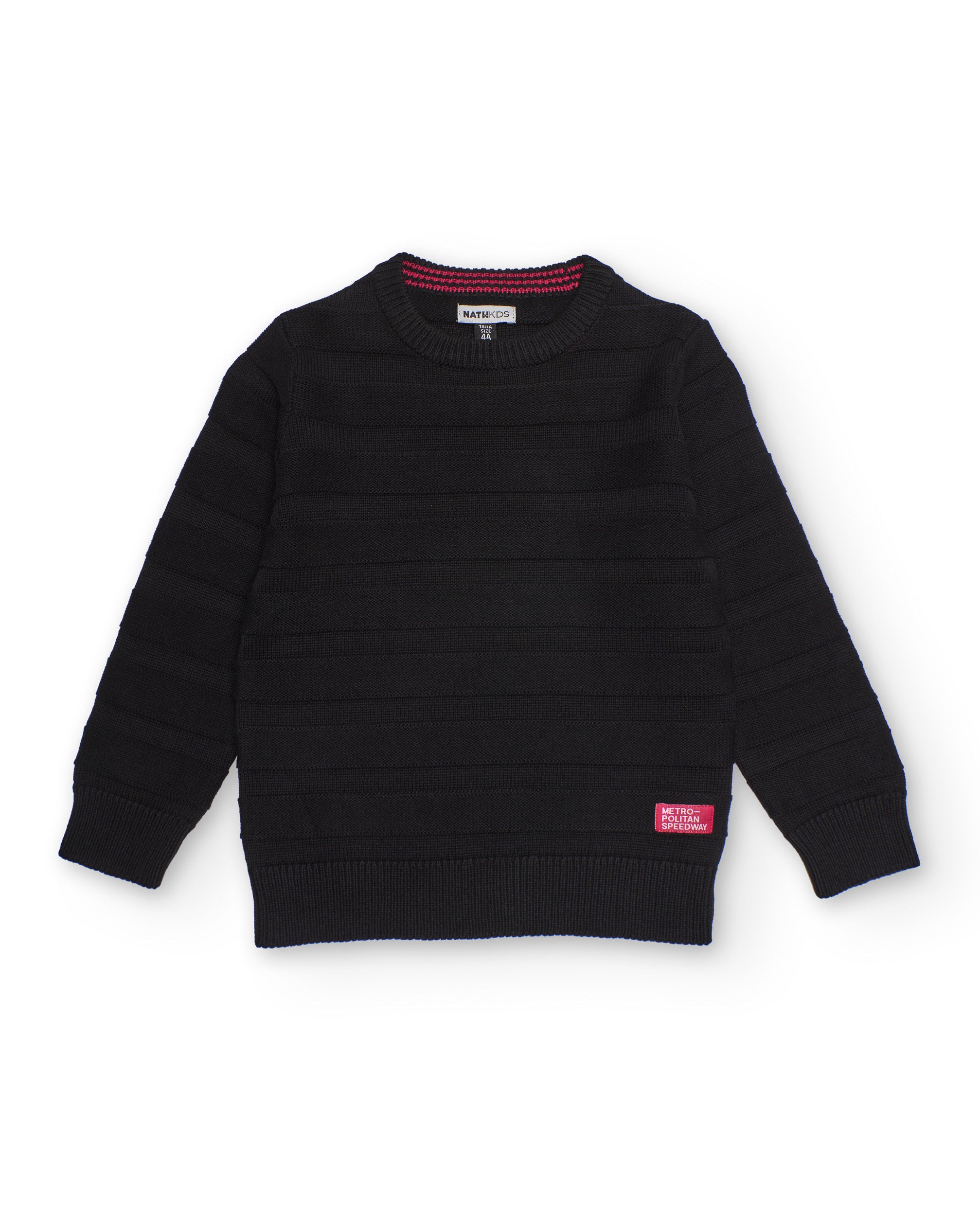 Suéter negro para niño con textura de rayas
