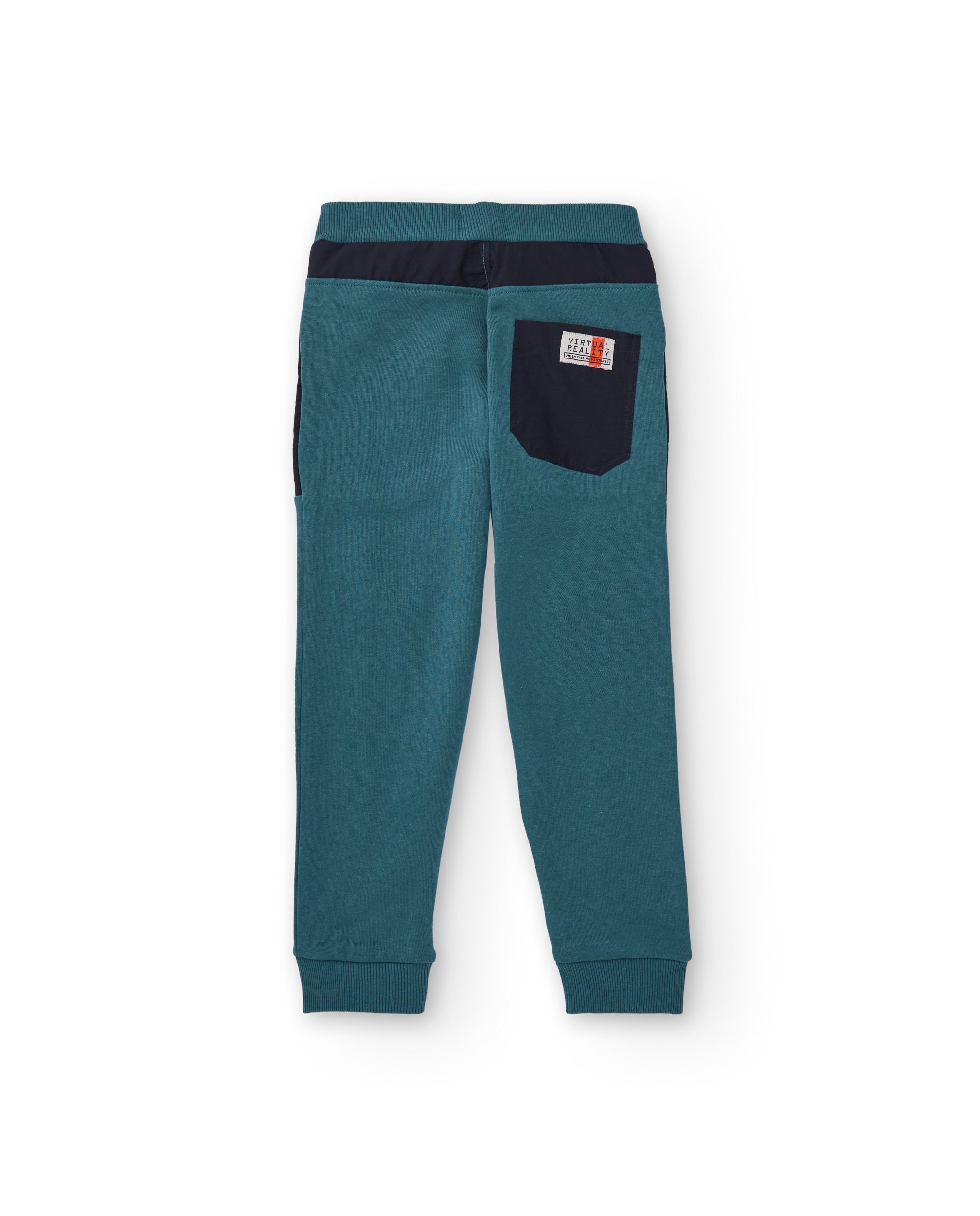 Pantalón jogger azul petróleo para niño con detalles