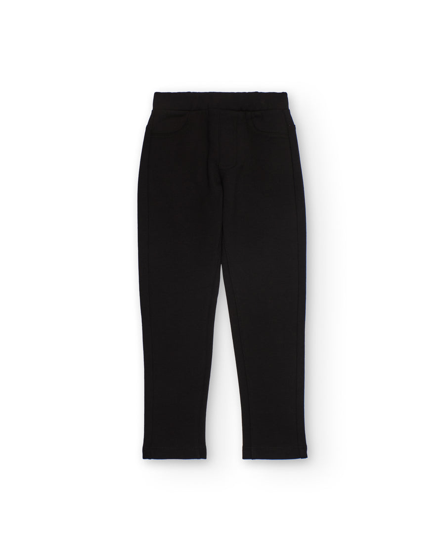 Jegging para niña en negro con bolsillos traseros
