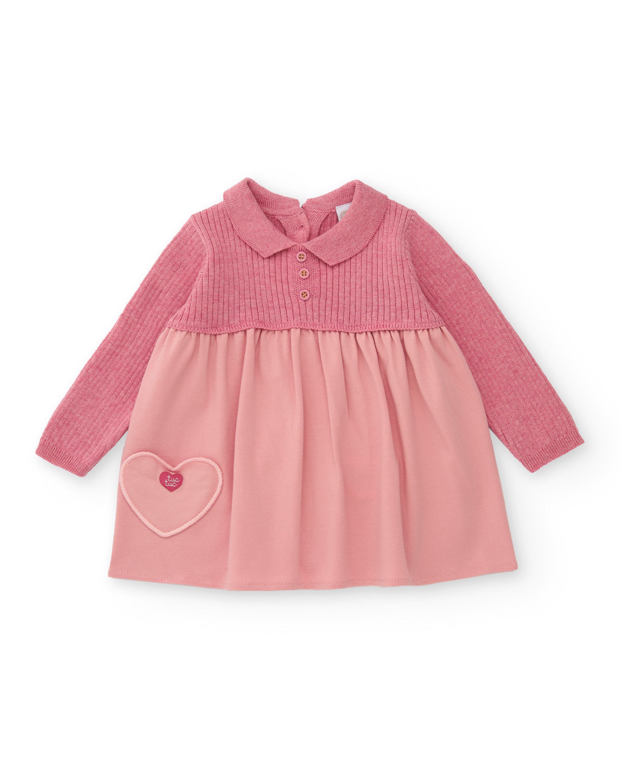 Vestido para recién nacido en tonos rosa con detalle de corazón