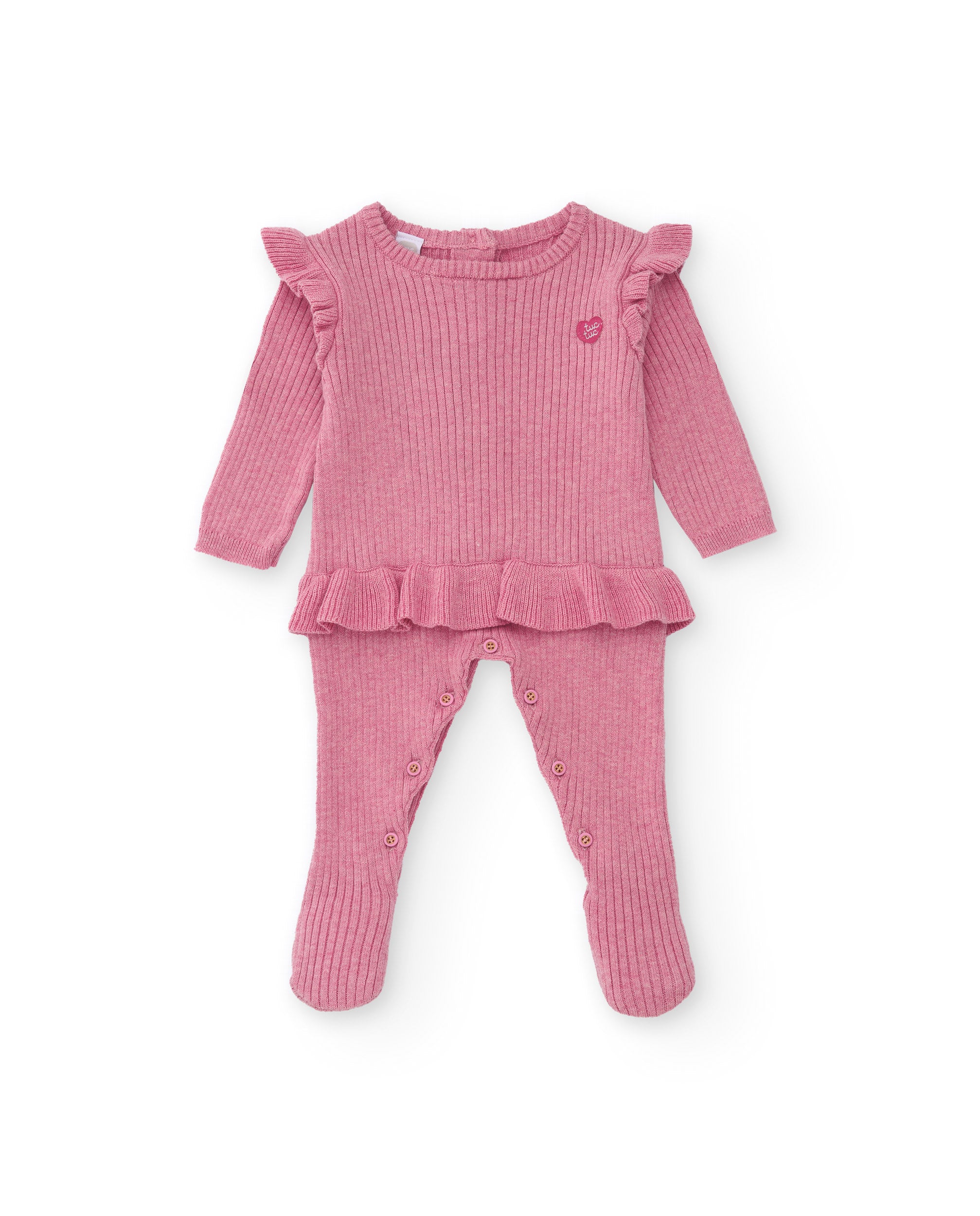 Pelele para recién nacido en rosa con volantes decorativos