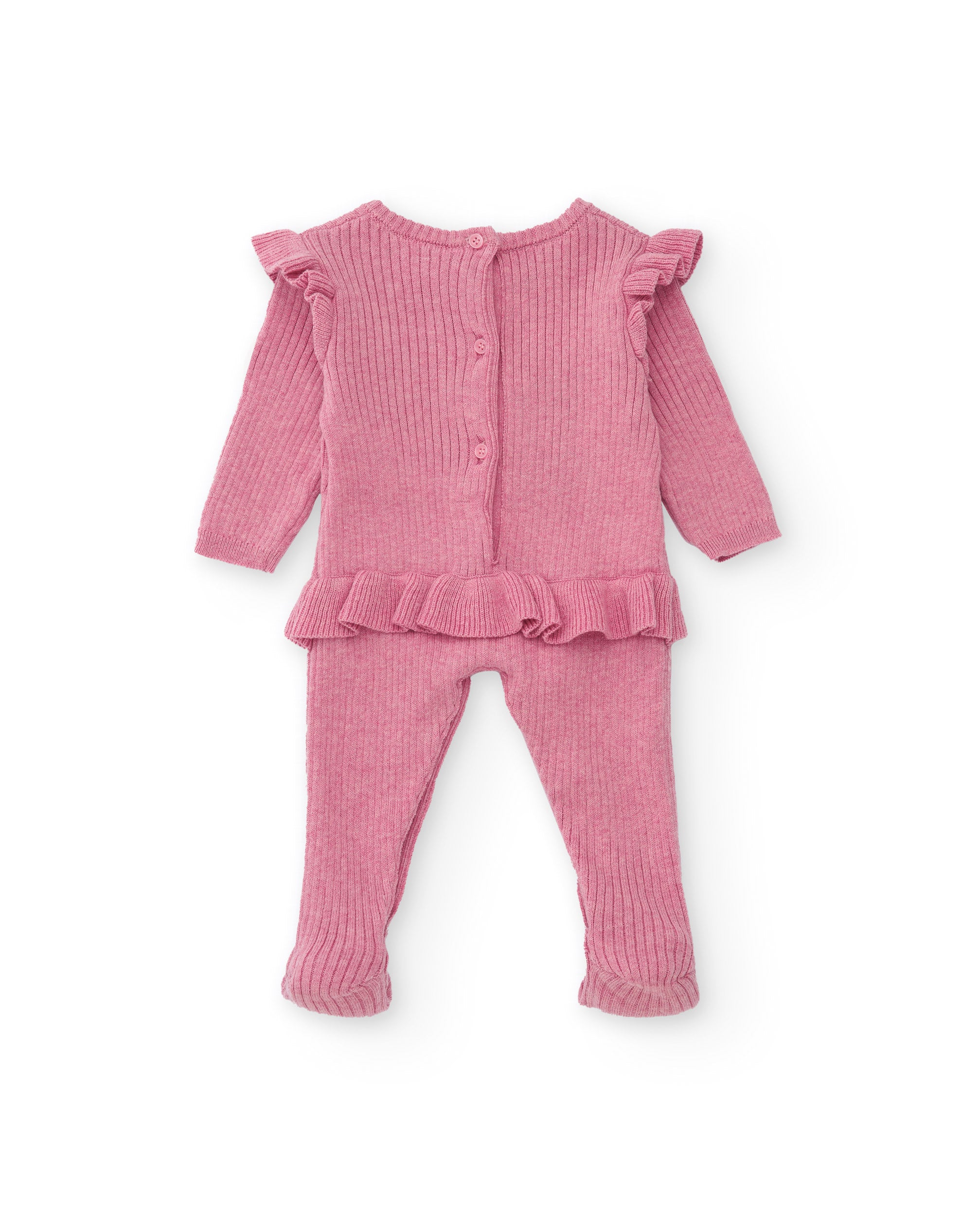 Pelele para recién nacido en rosa con volantes decorativos