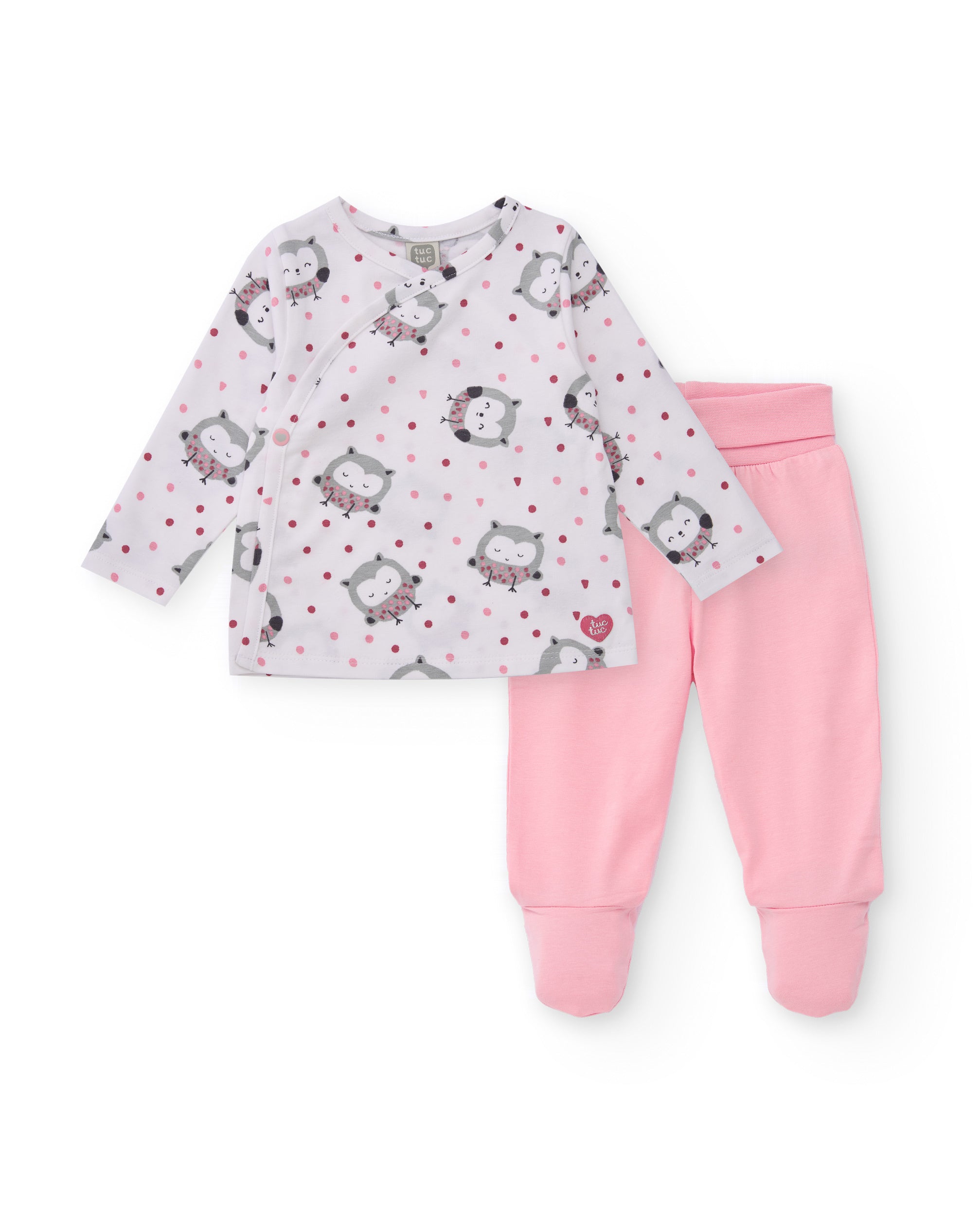 Conjunto de dos piezas para recién nacido en blanco y rosa con