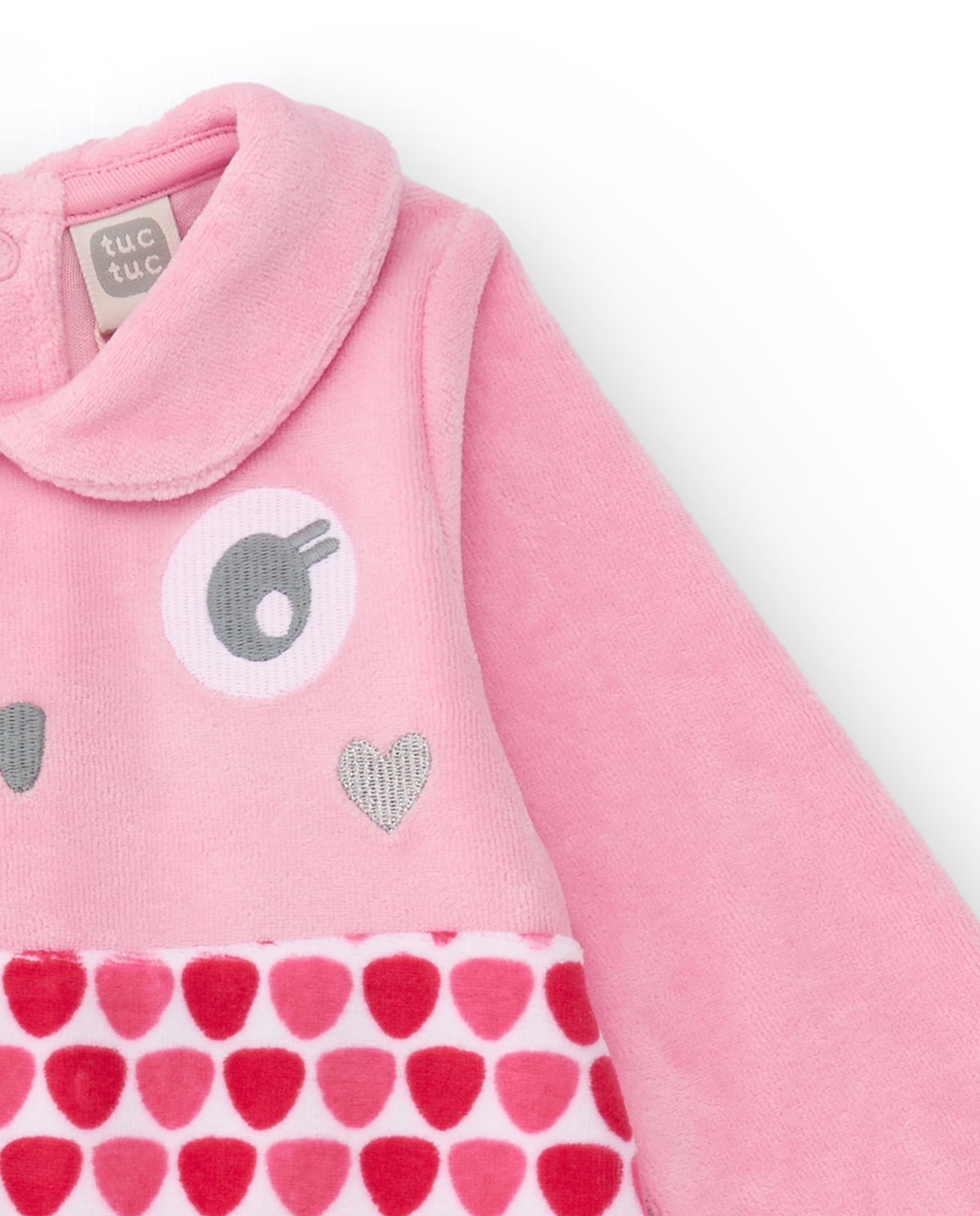 Pelele de terciopelo rosa para recién nacido con diseño de