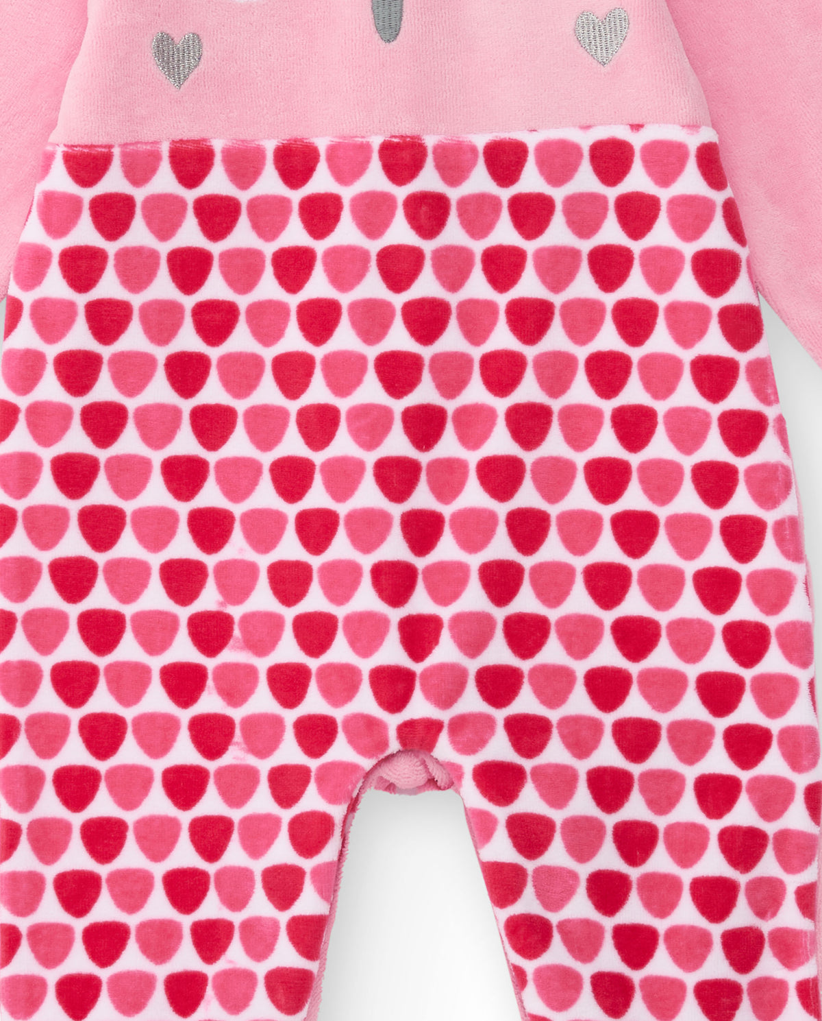 Pelele de terciopelo rosa para recién nacido con diseño de