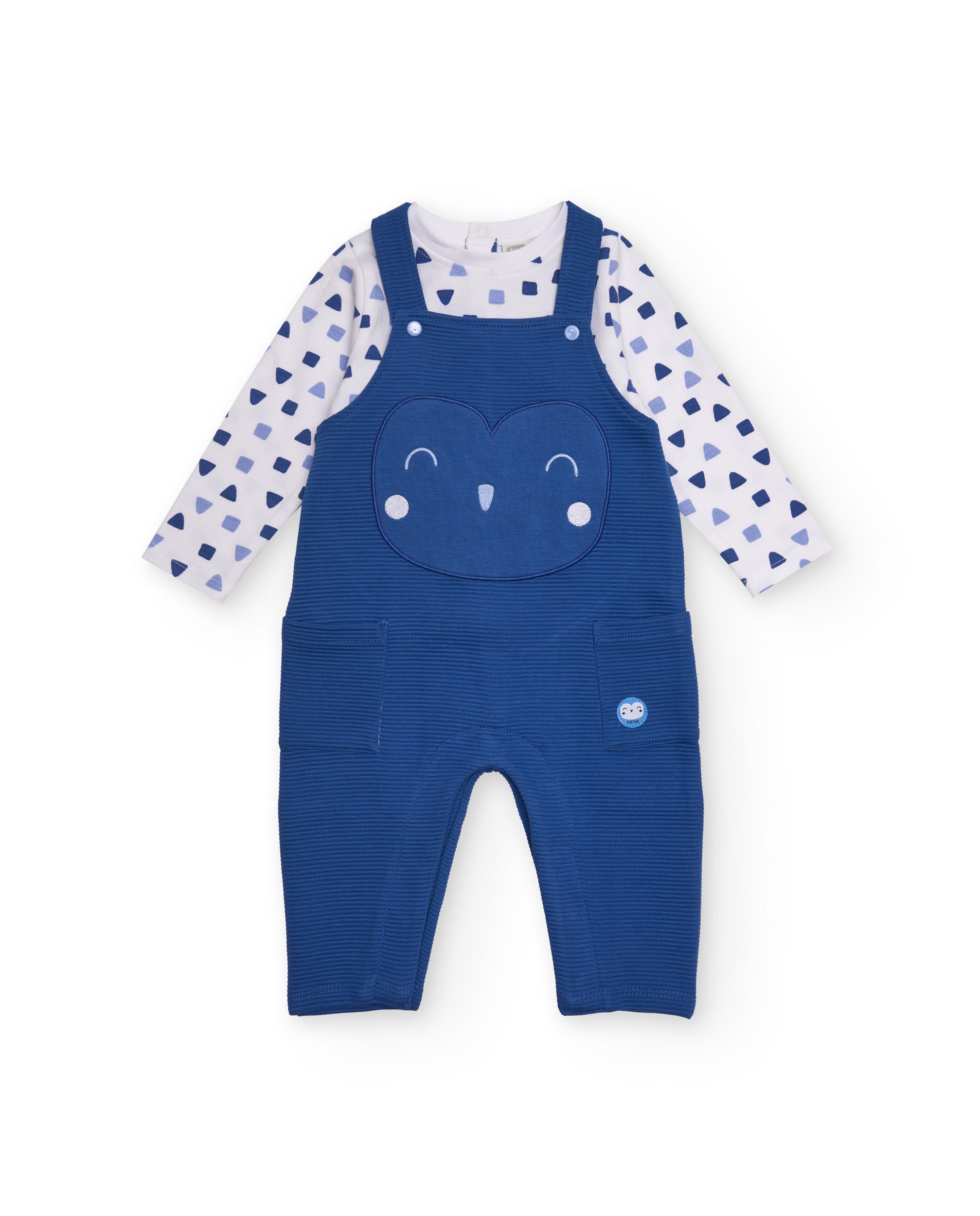 Conjunto de peto y camiseta para recién nacido en tonos azul y