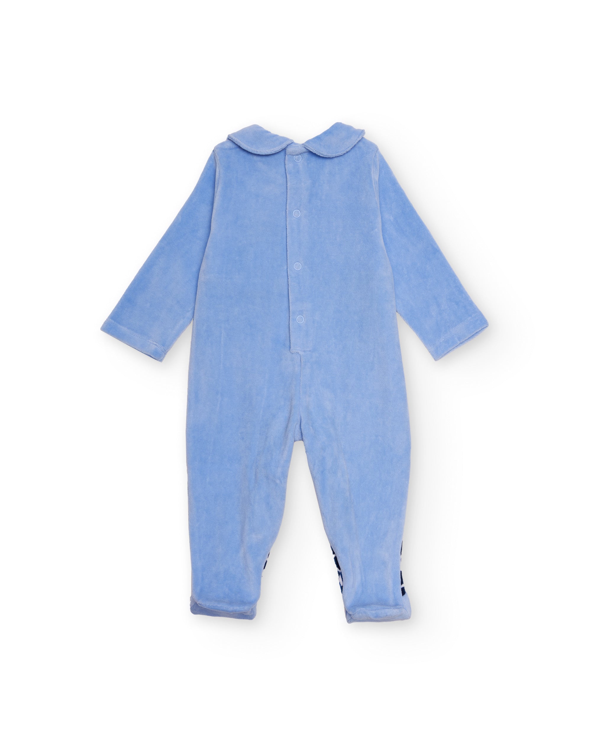 Pelele de recién nacido en azul con diseño de búho y estampado