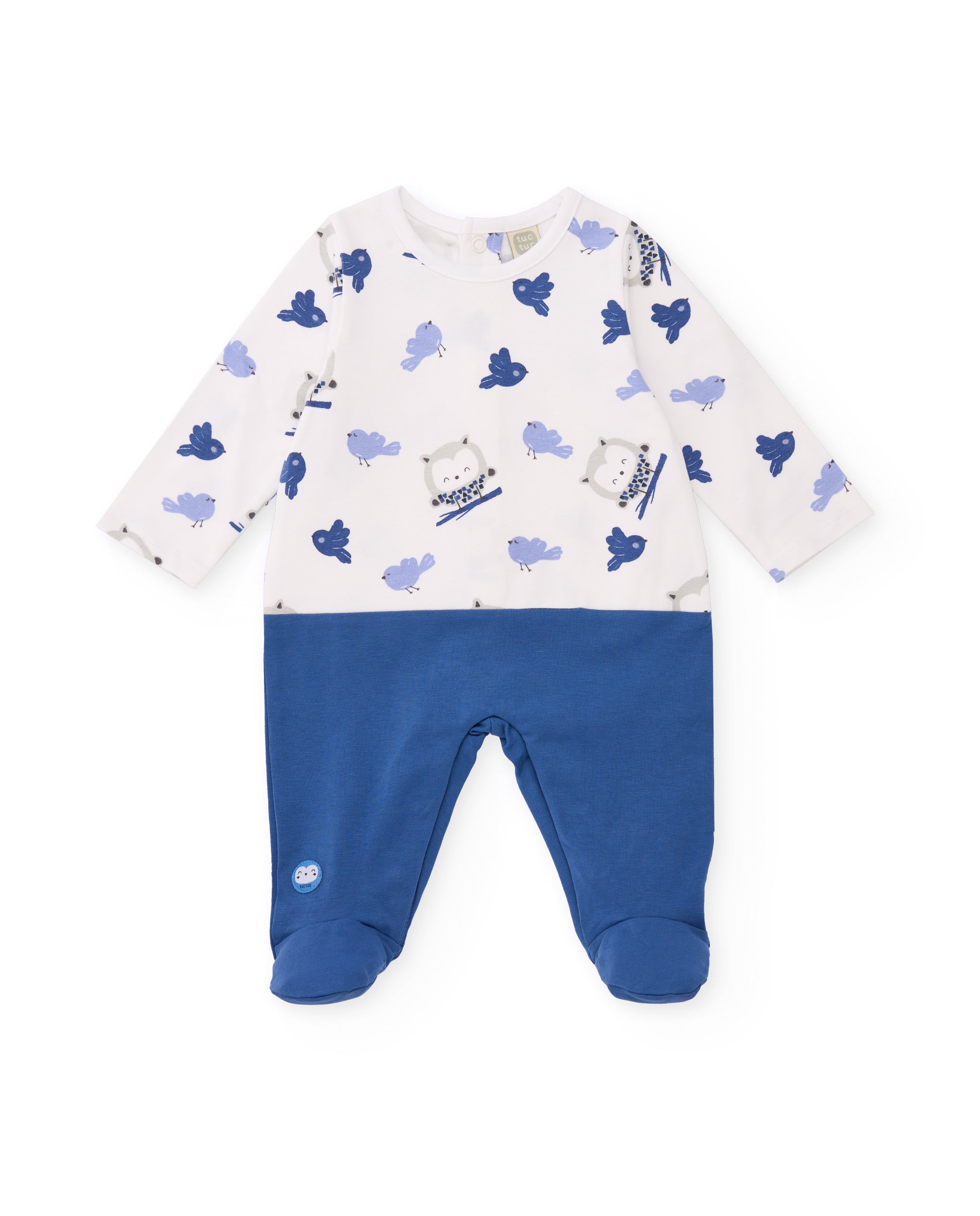 Pelele para recién nacido color blanco y azul con estampado de