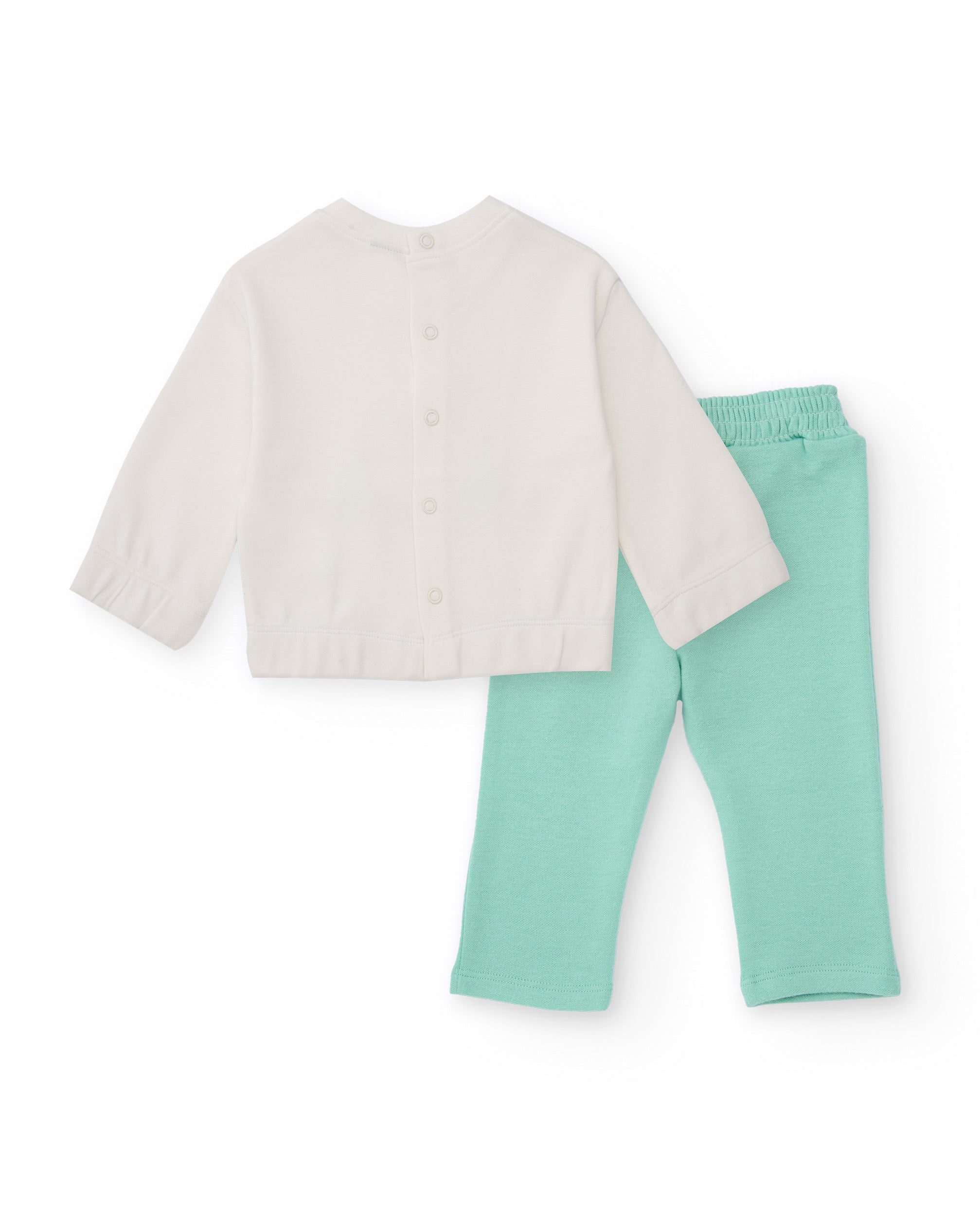 Conjunto para recién nacido de sudadera blanca y pantalón verde
