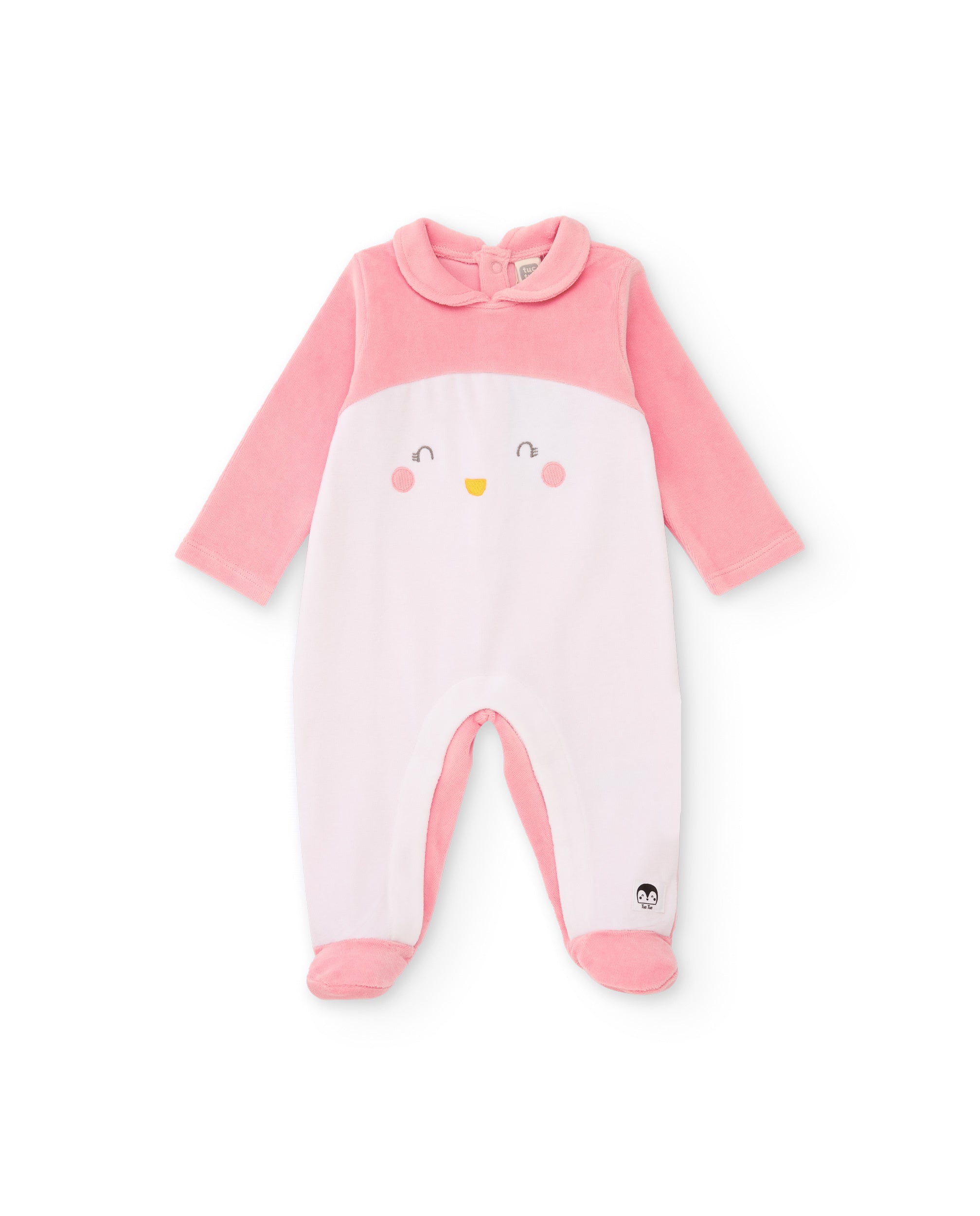 Pelele de punto para recién nacido en color rosa con diseño de