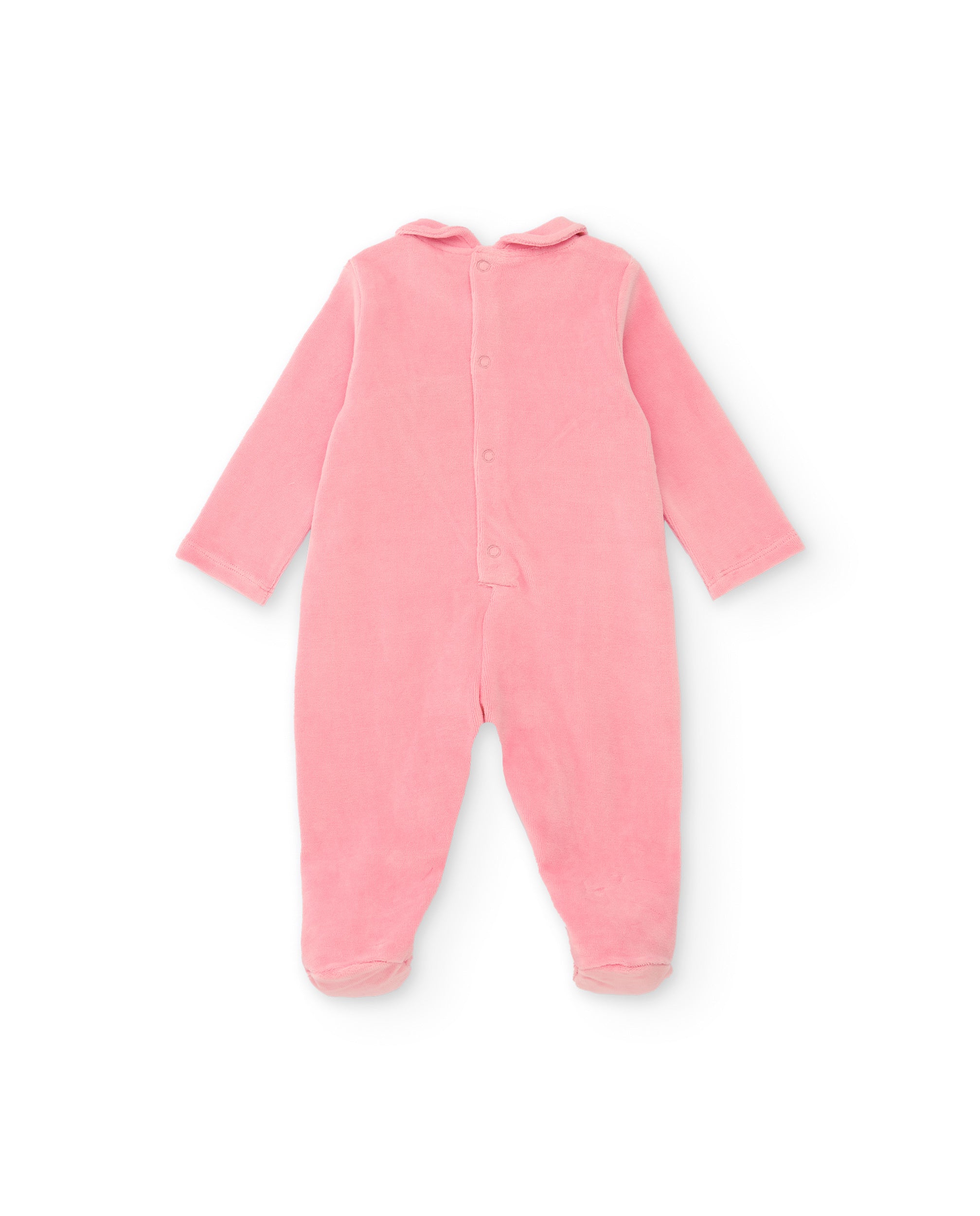 Pelele de punto para recién nacido en color rosa con diseño de